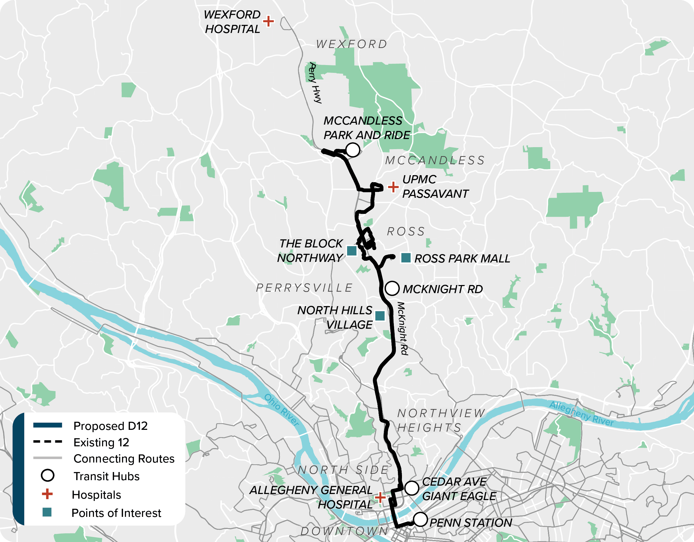 Existing (12): Map of current route 12