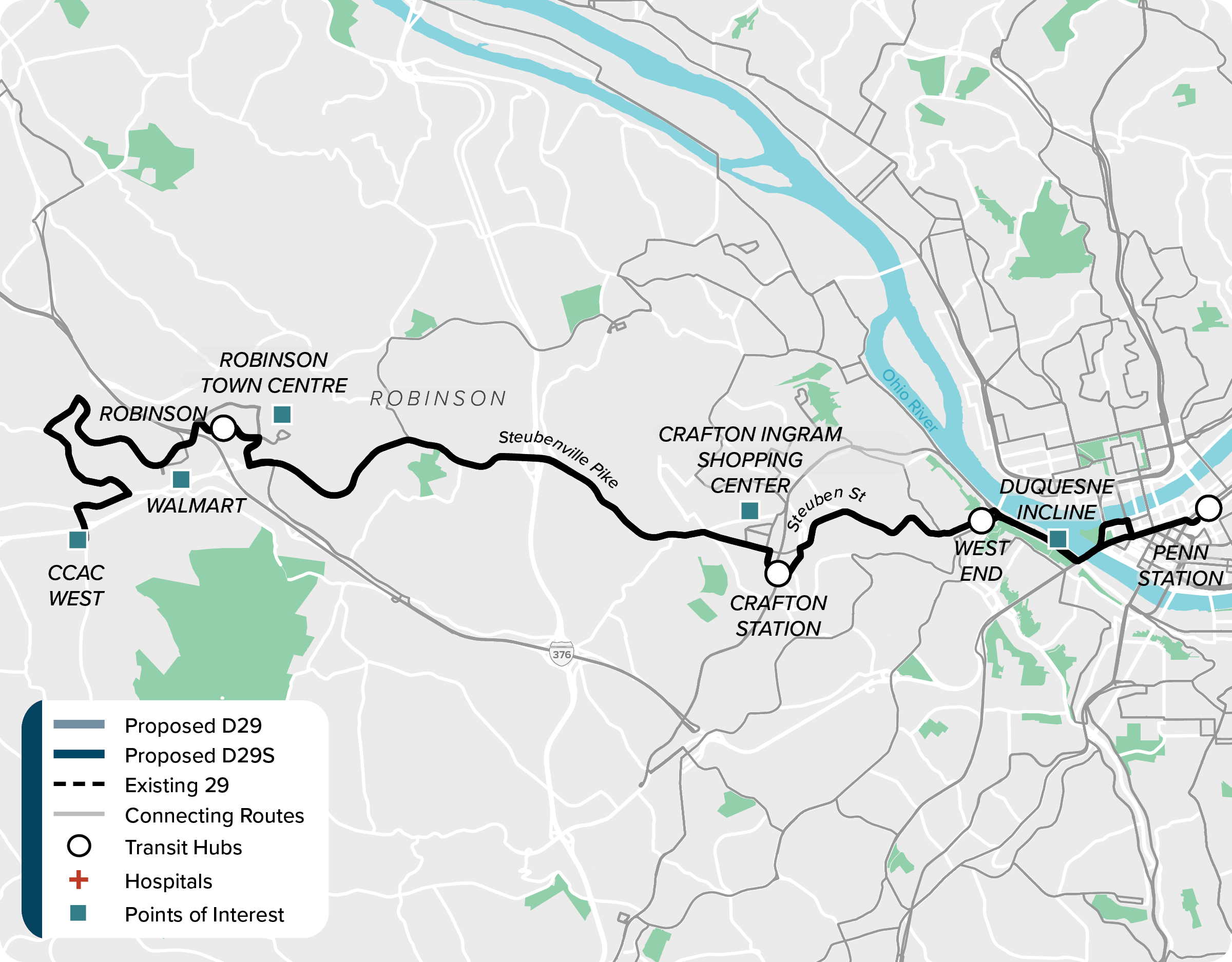 Existing (29): Map of current route 29