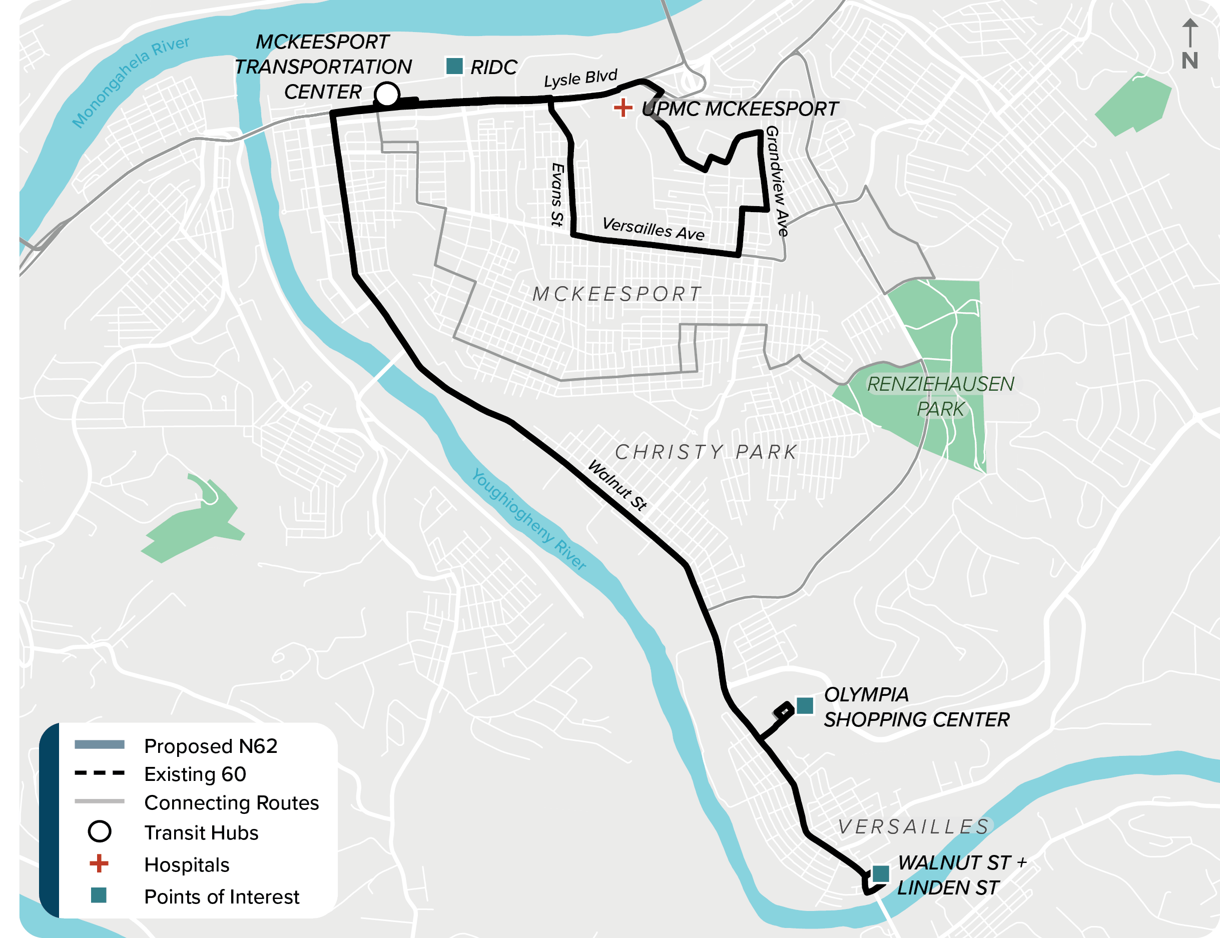 Existing (60): Map of current route 6