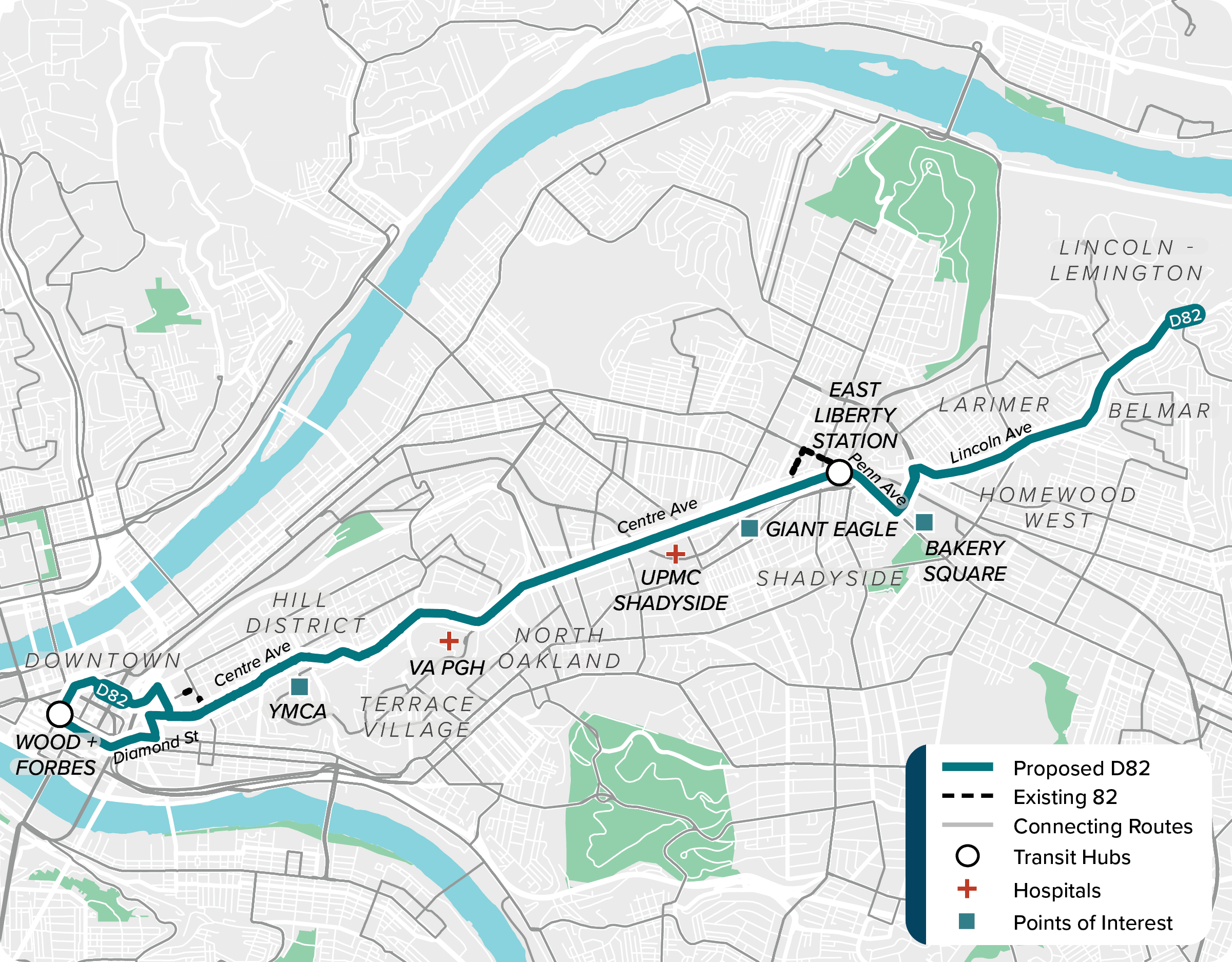 Proposed (D82): Map of proposed modified D82 route