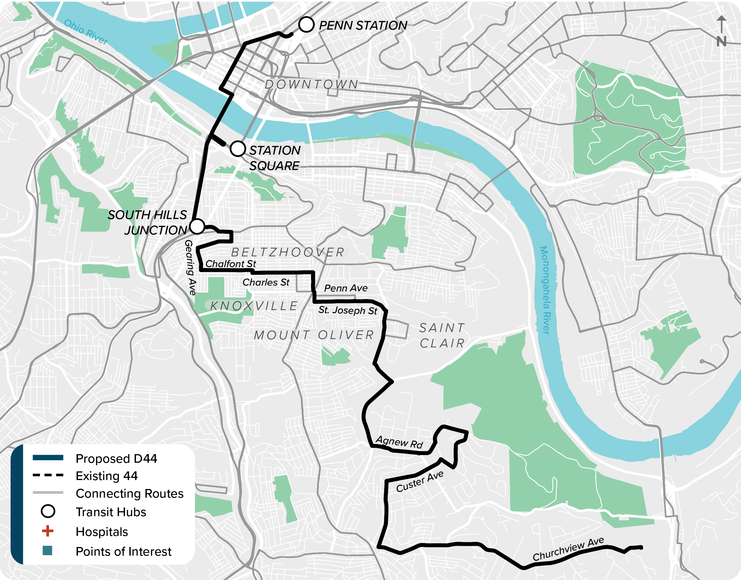 Existing (44): Map of current route 44