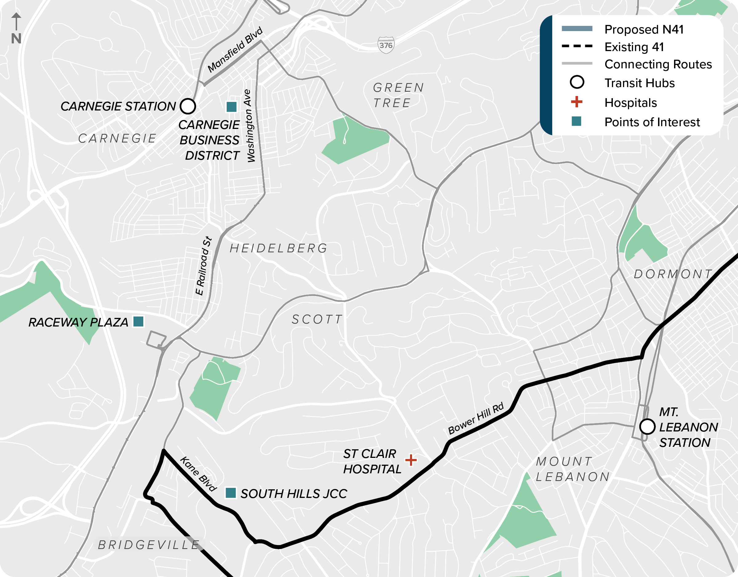 Existing (41): Map of current route 41