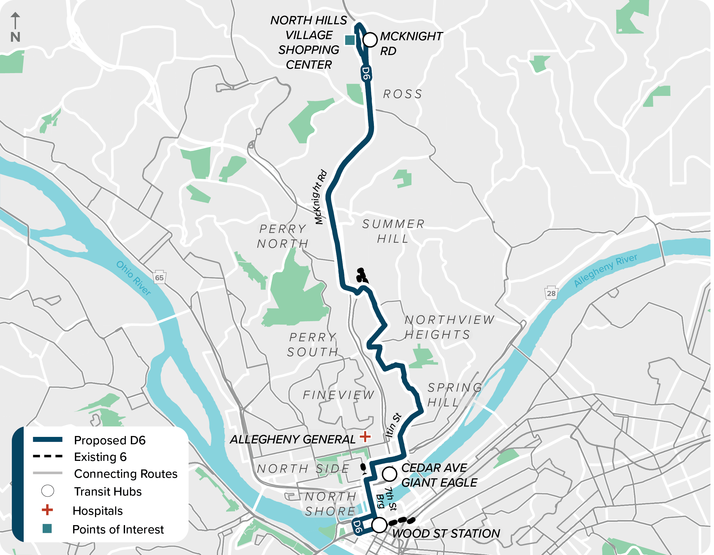 Proposed (D6): Map of proposed modified D6 route