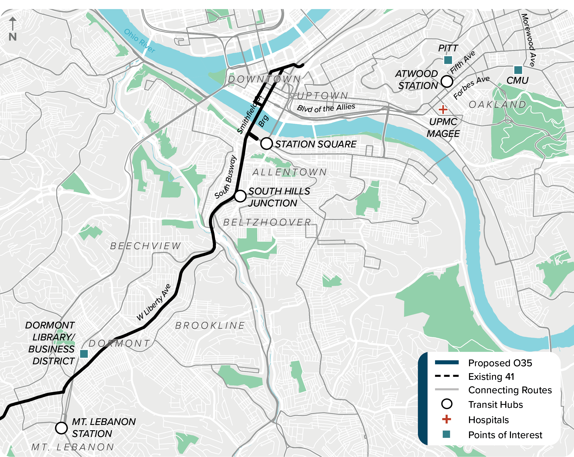 Existing (41): Map of current route 41