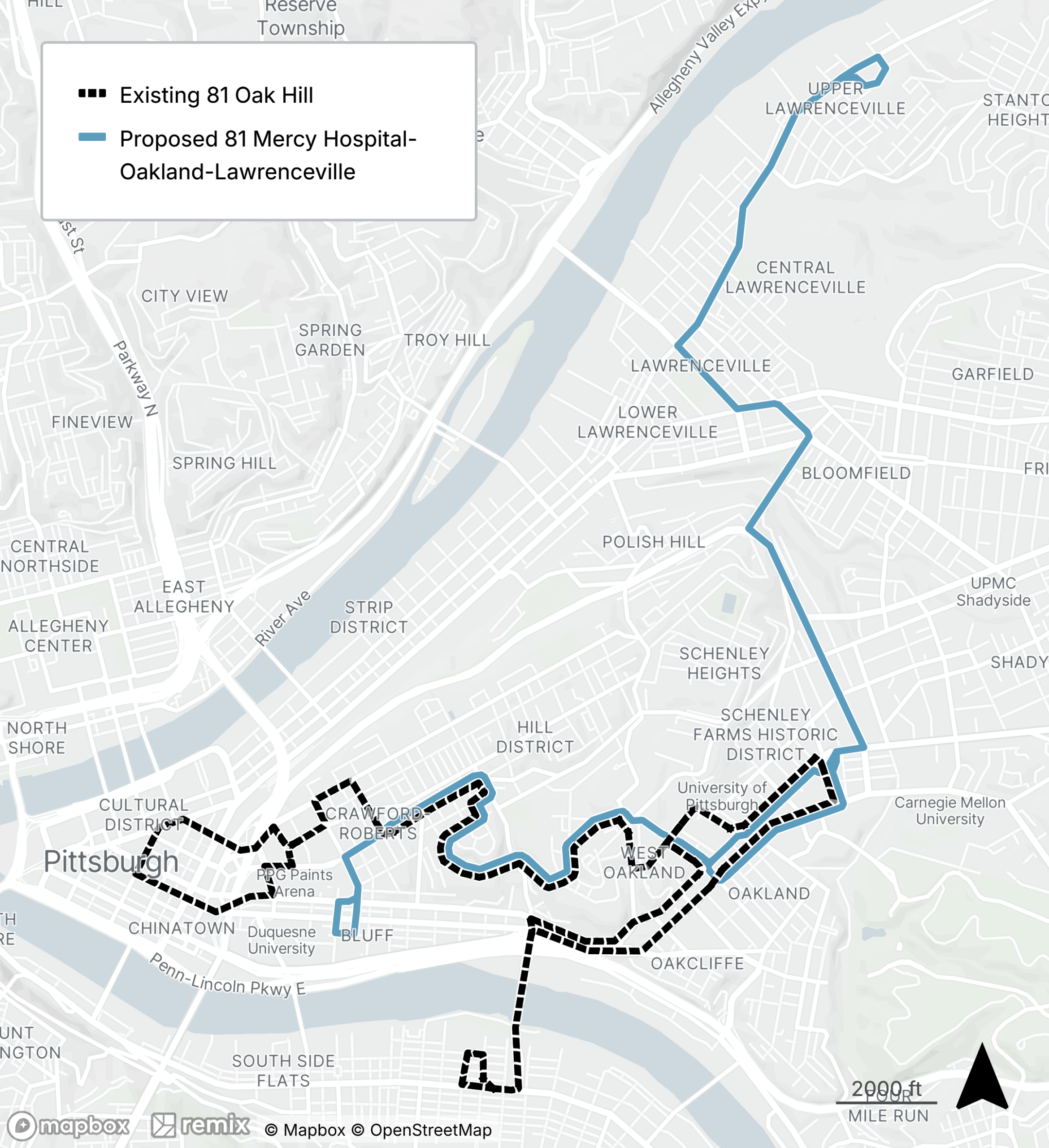 Map of the proposed bus line refresh route 81