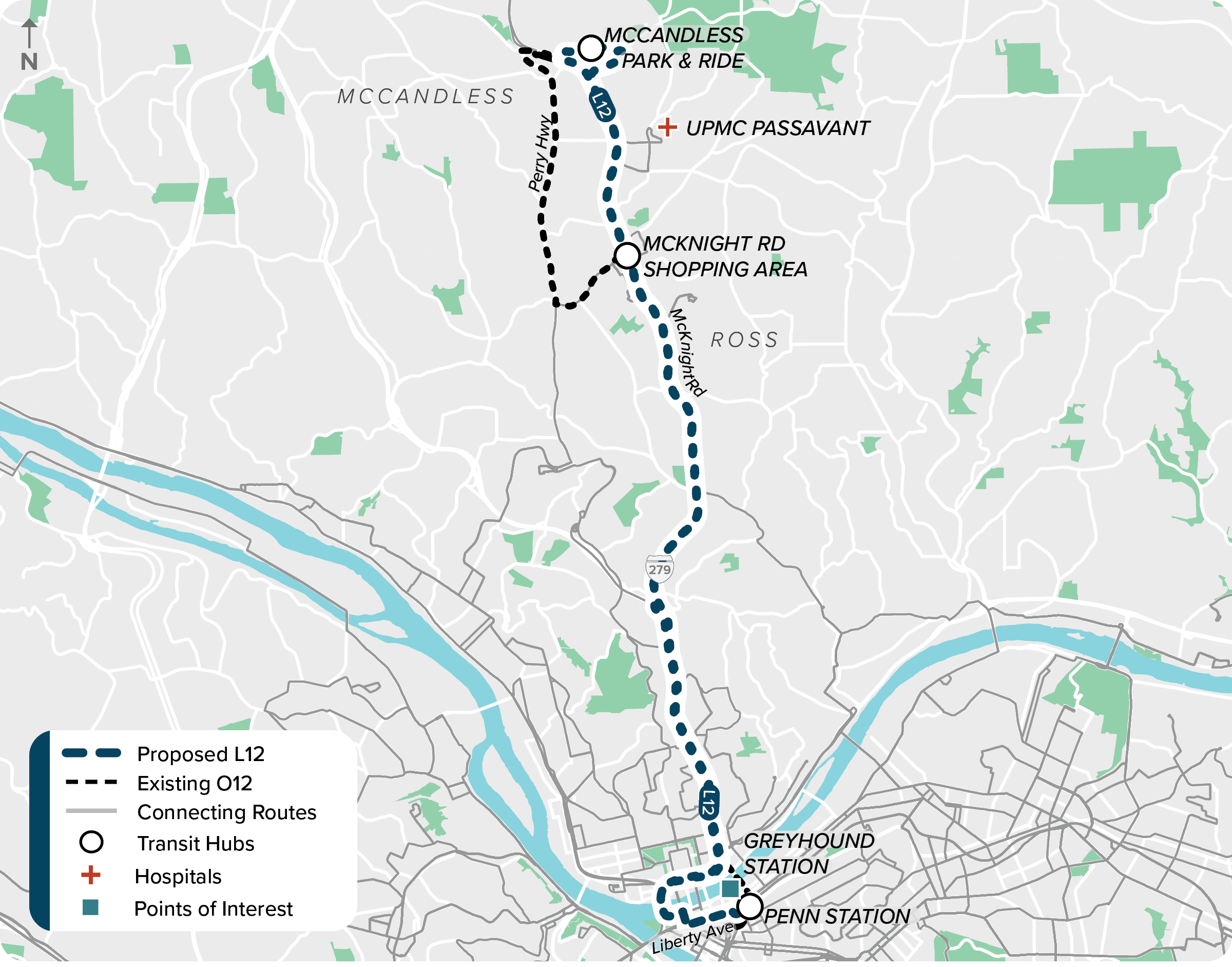 Proposed (L12): Map of proposed modified L12 route