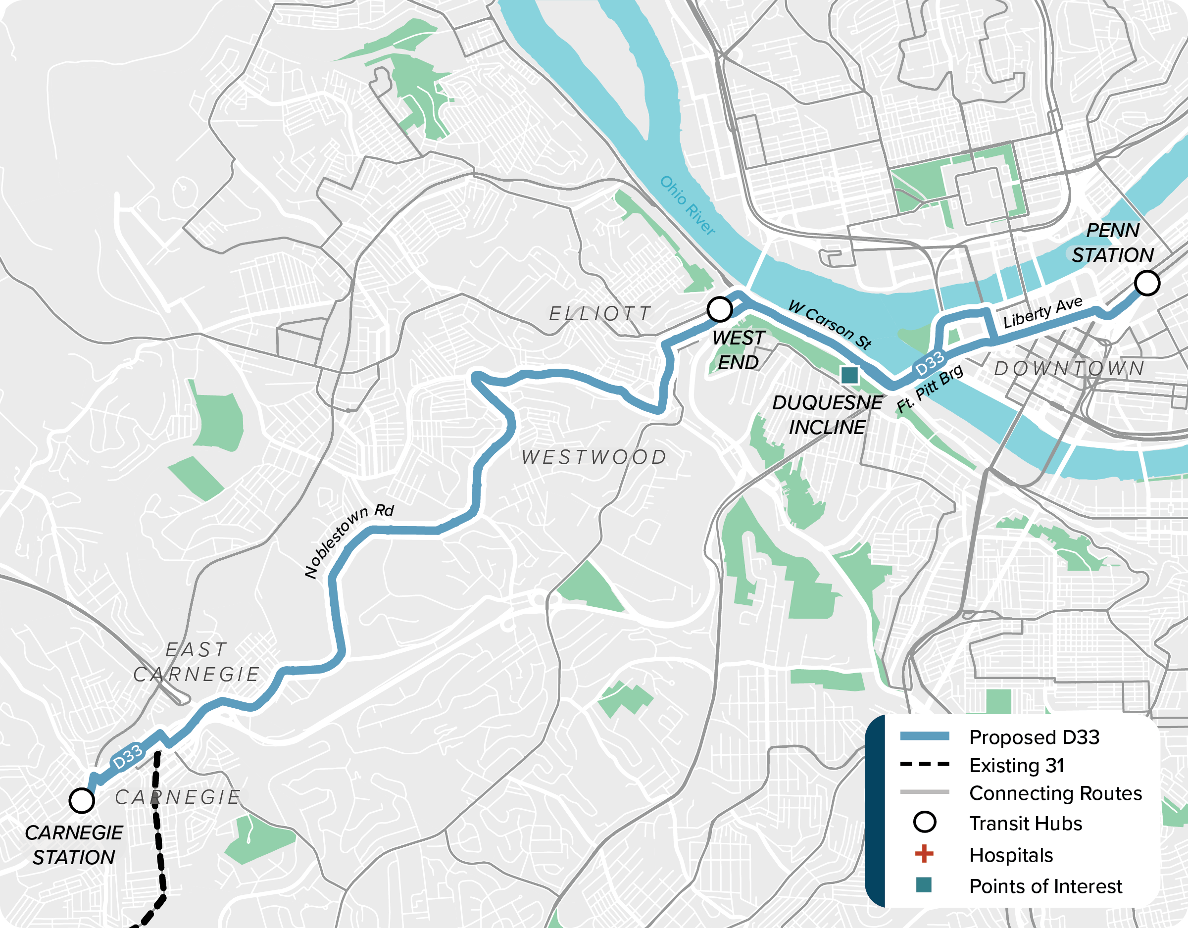 Proposed (D33): Map of proposed modified D31 route