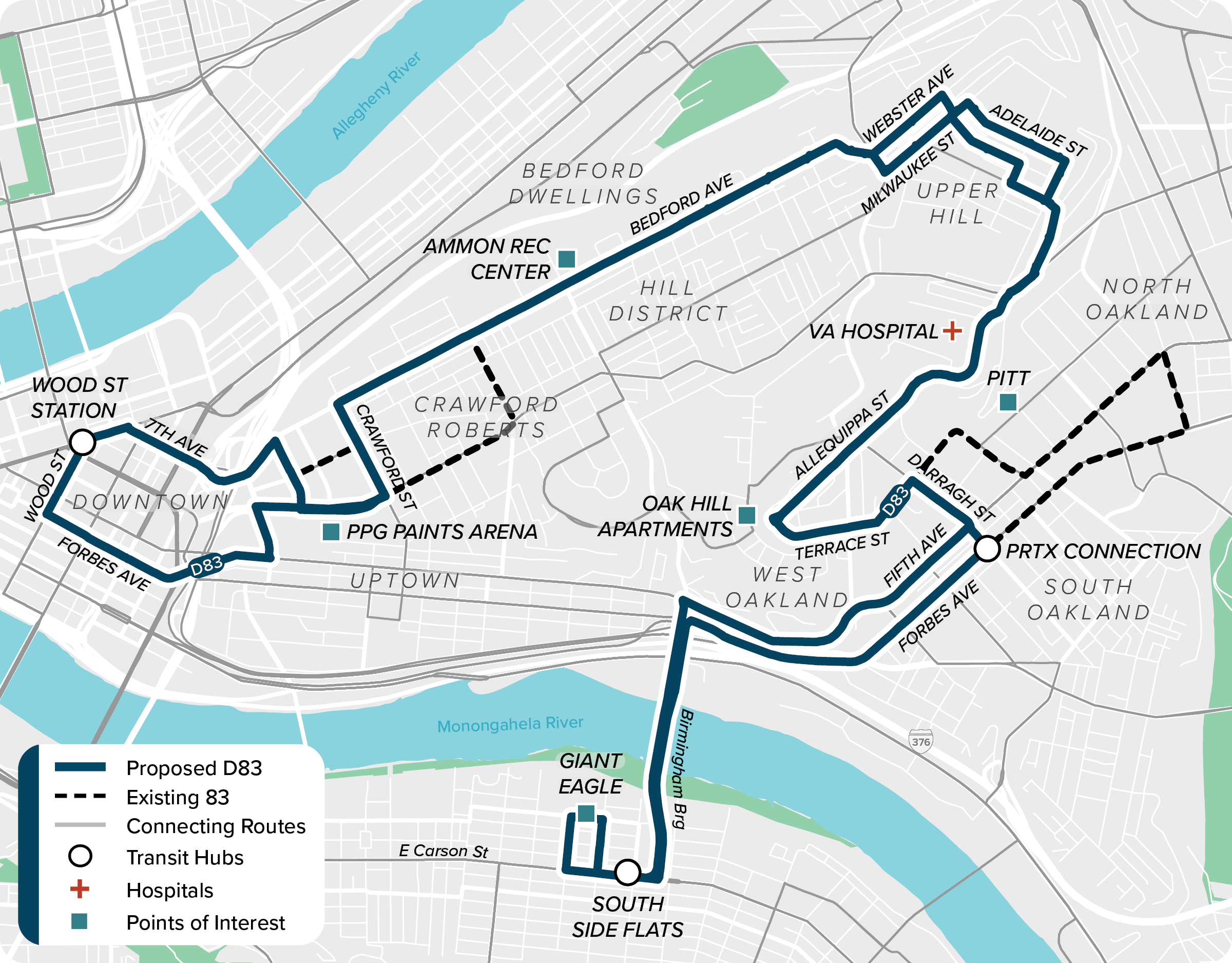 Proposed (D83): Map of proposed modified D83 route