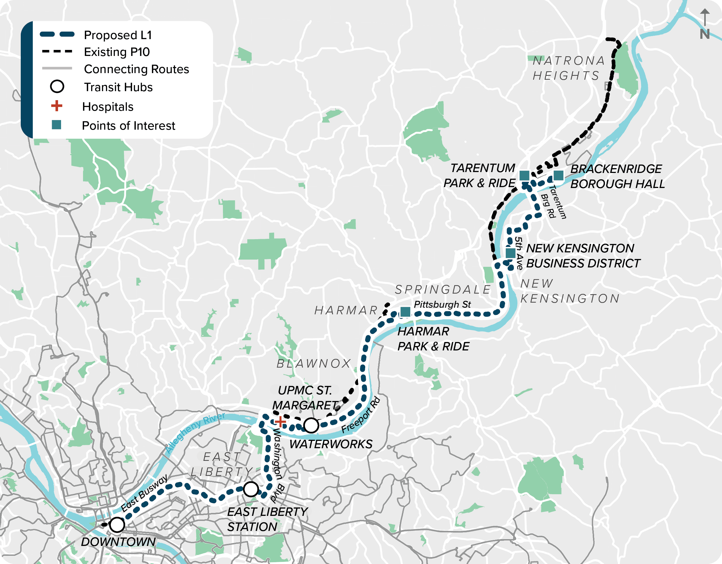Proposed (L1): Map of proposed modified L1 route