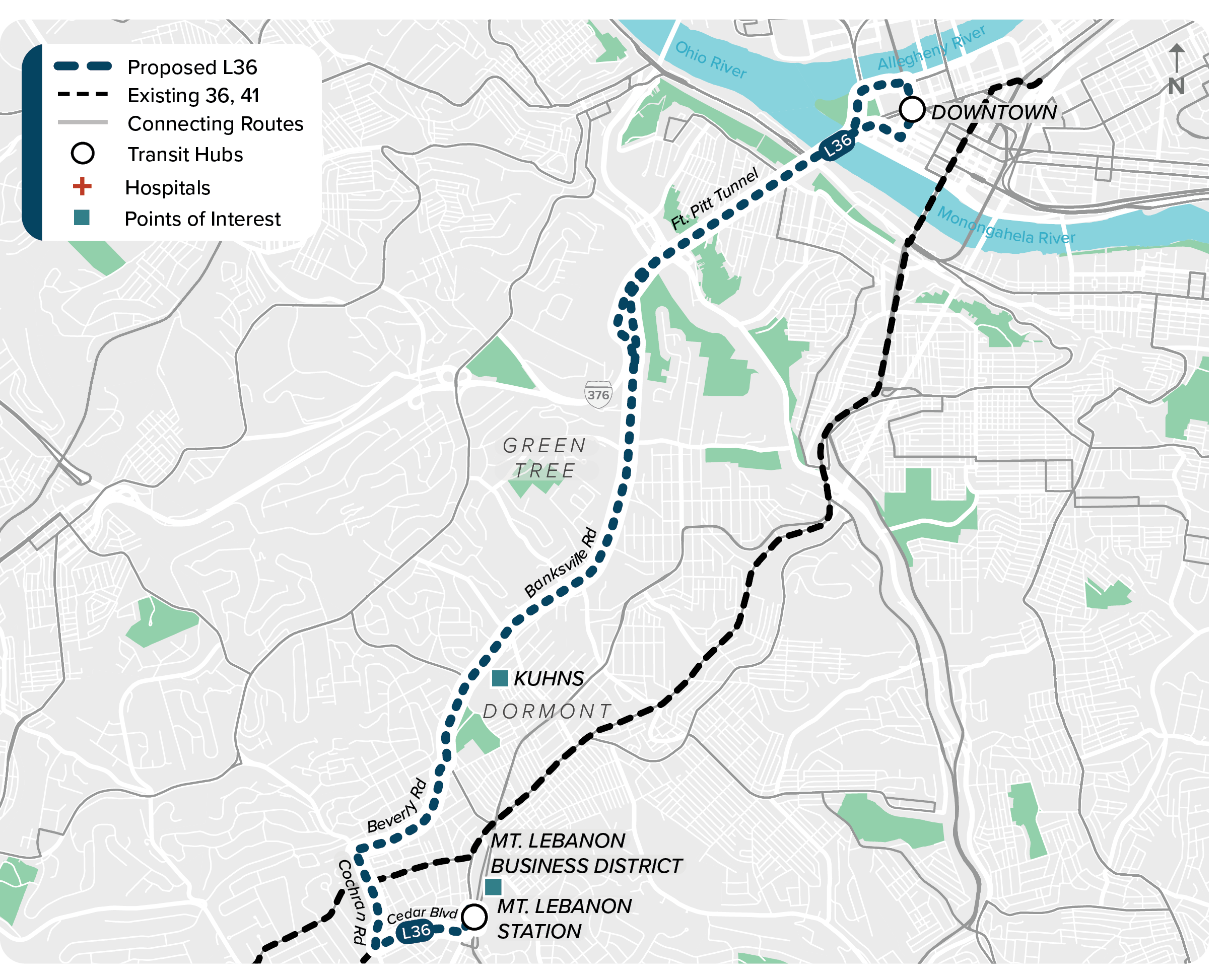 Proposed (L36): Map of proposed modified L36 route