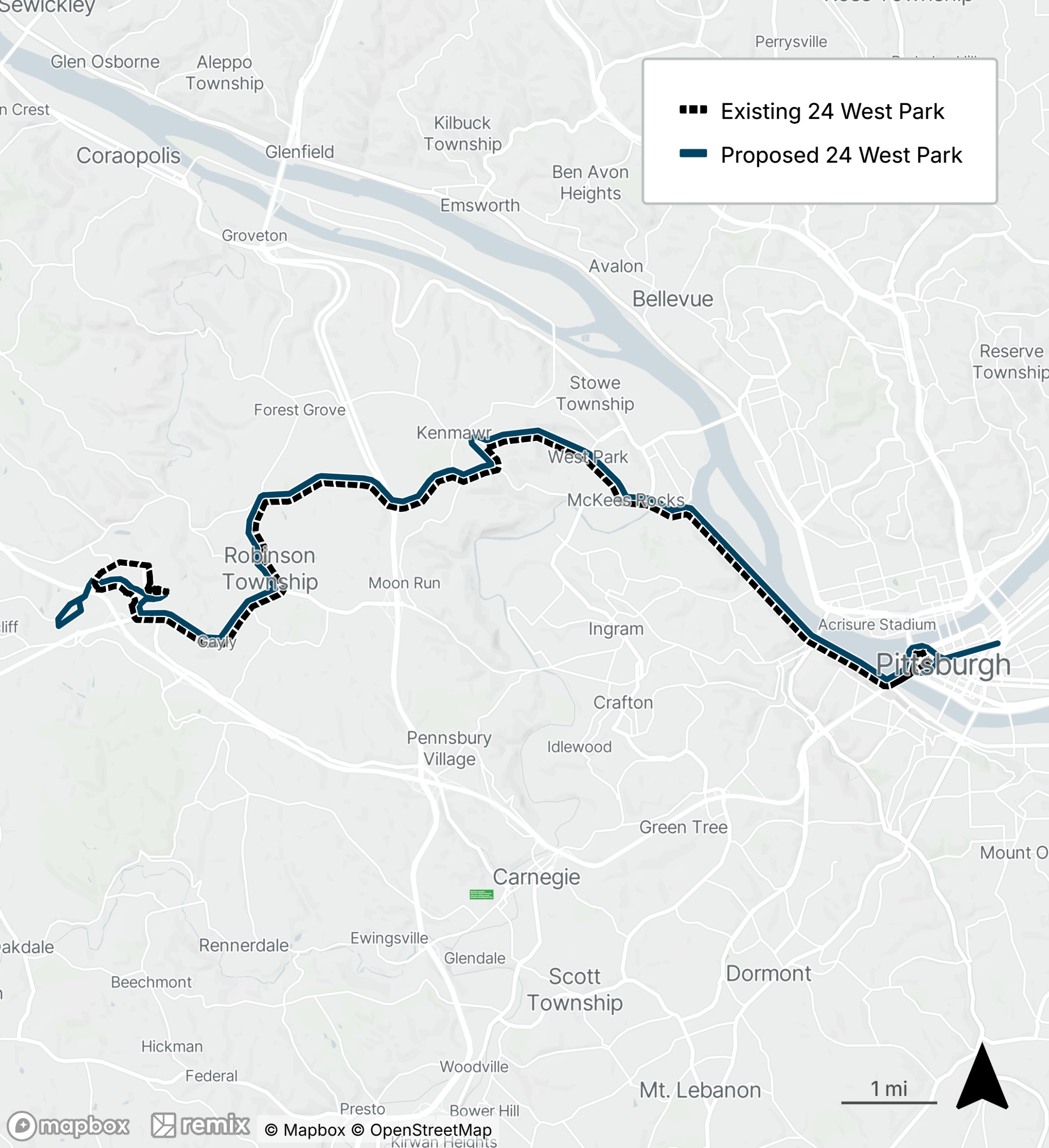 map of proposed bus line refresh route 24