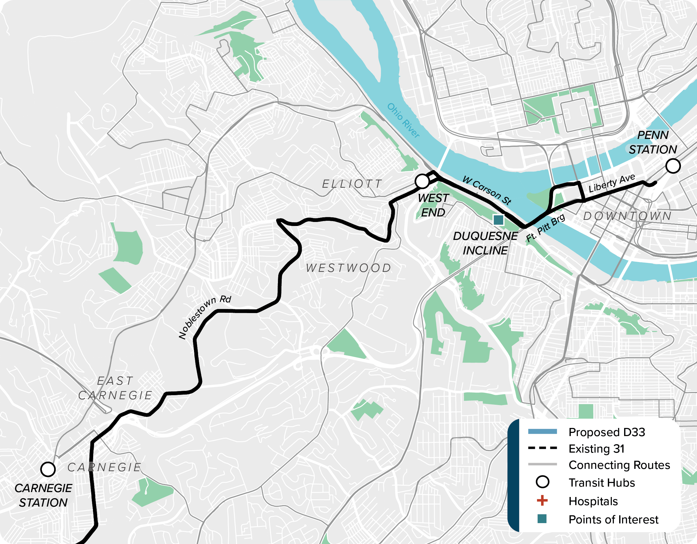 Existing(31): Map of current route 31