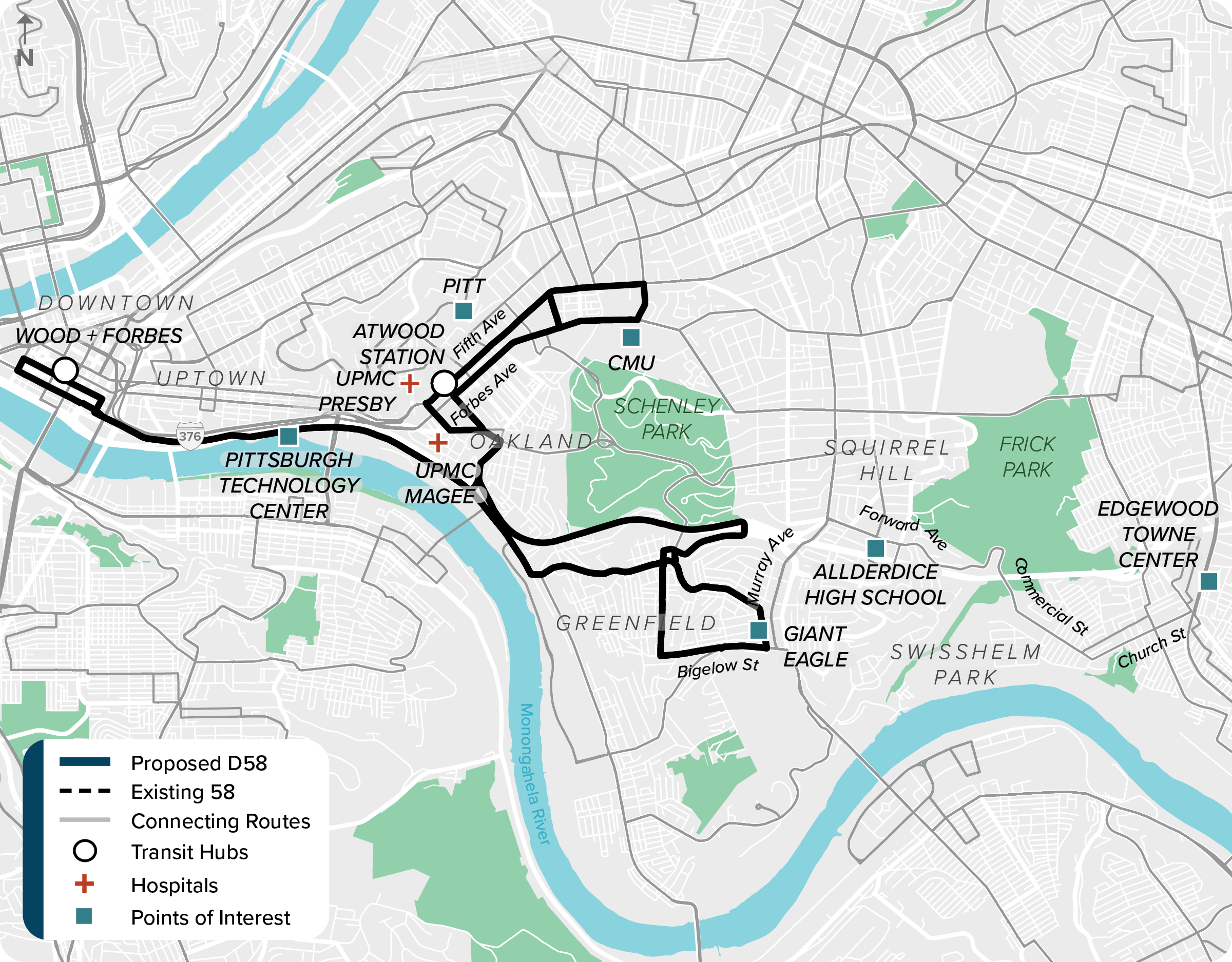 Existing (58): Map of current route 58