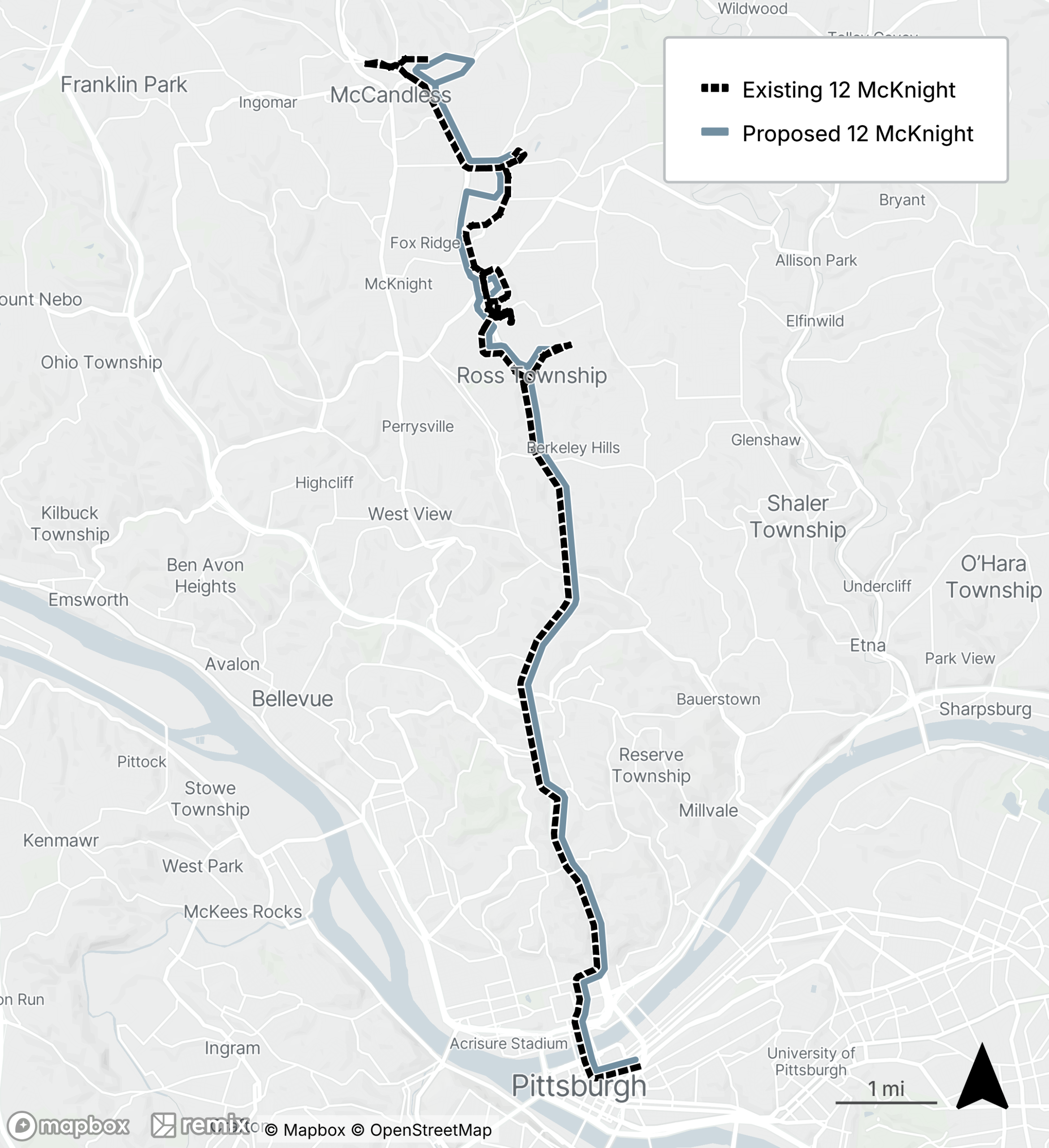 map of proposed bus line refresh route 12