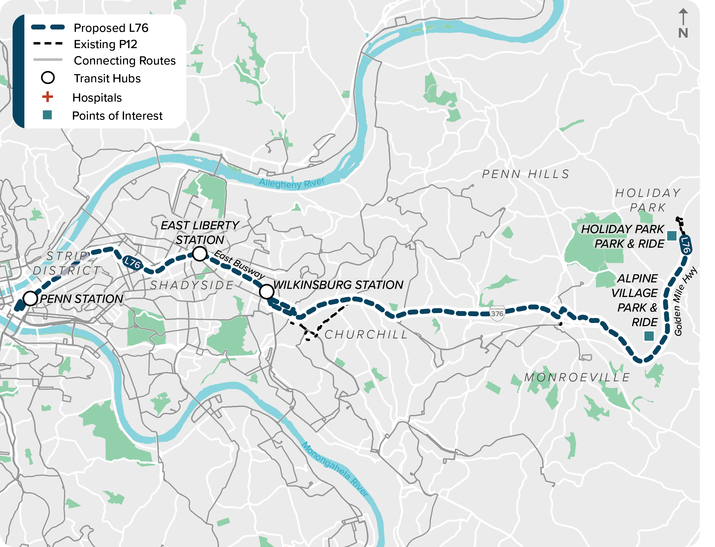 Proposed (L76): Map of proposed modified L76 route