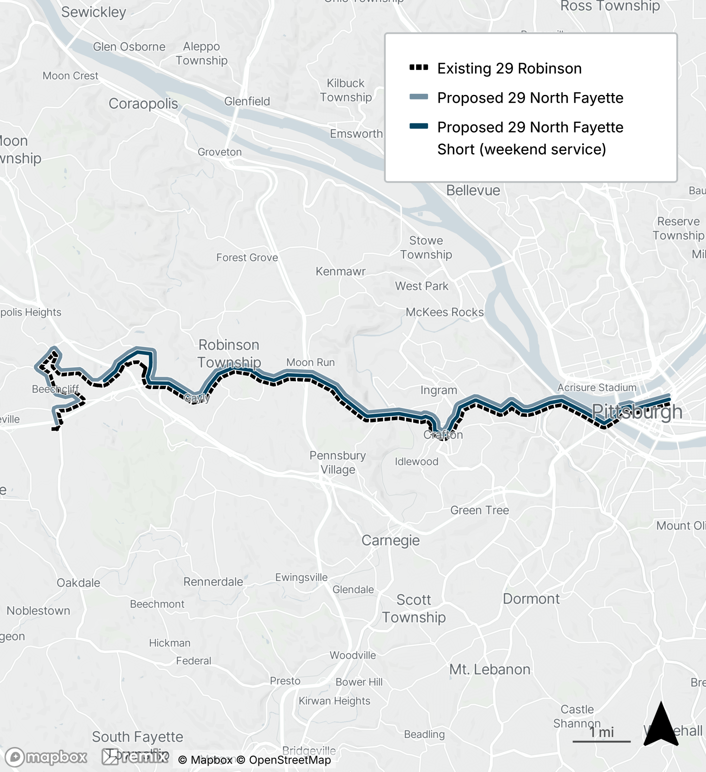 map of proposed bus line refresh route 29