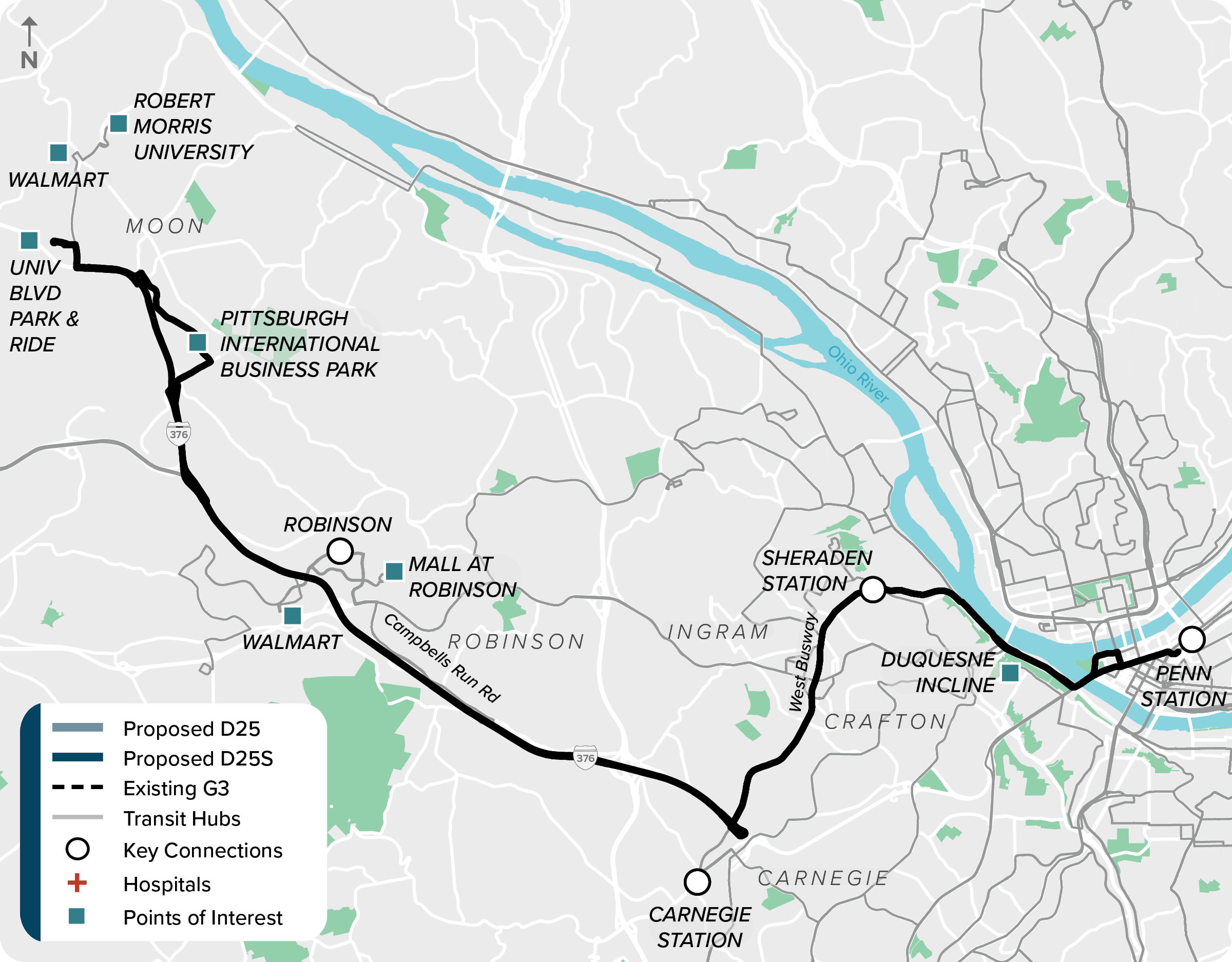 Existing (G3): Map of current route G3