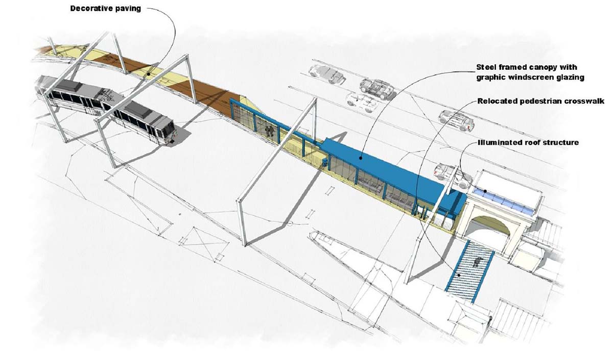 A schematic depicting the accessible ramp.