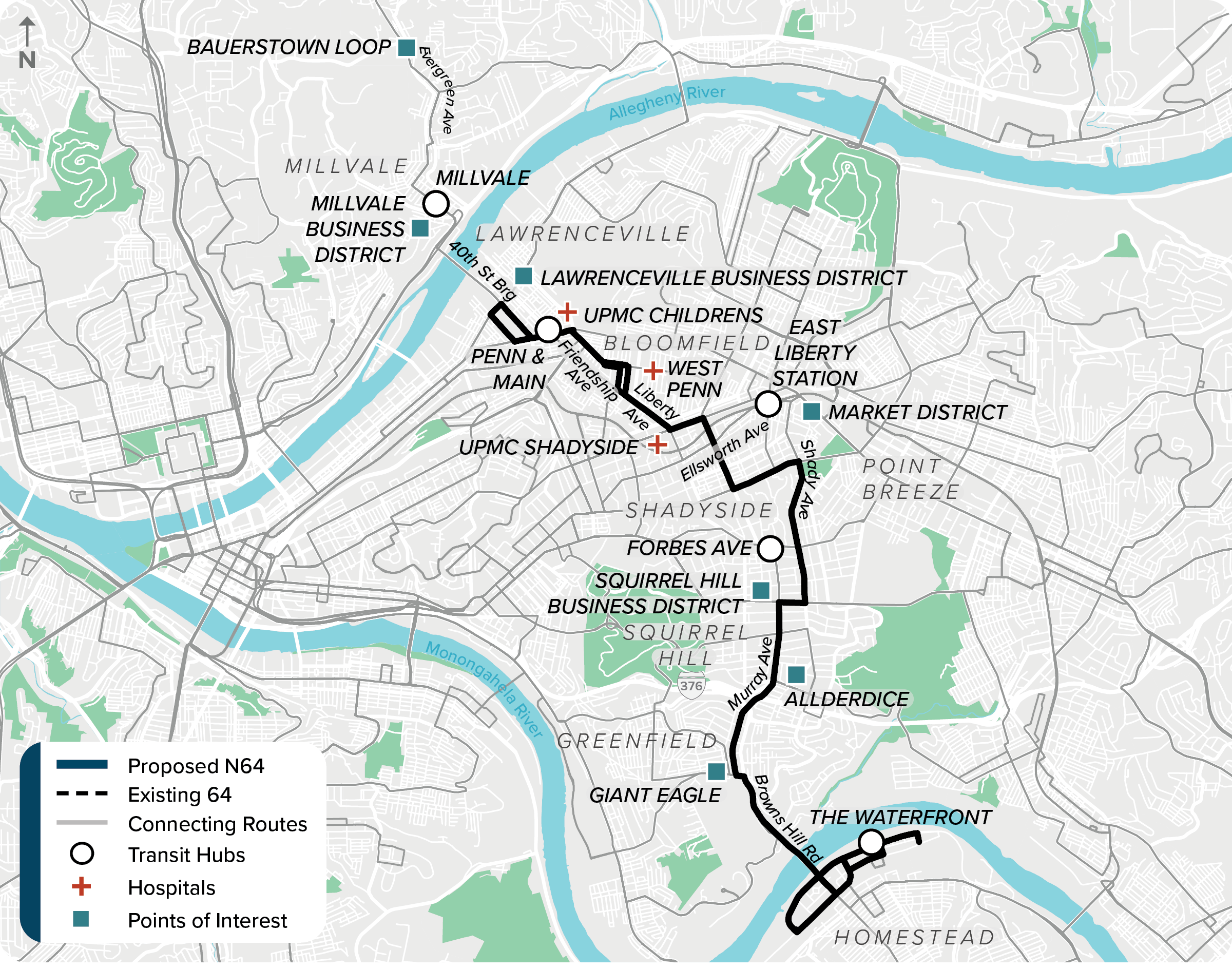 Existing (64): Map of current route 64