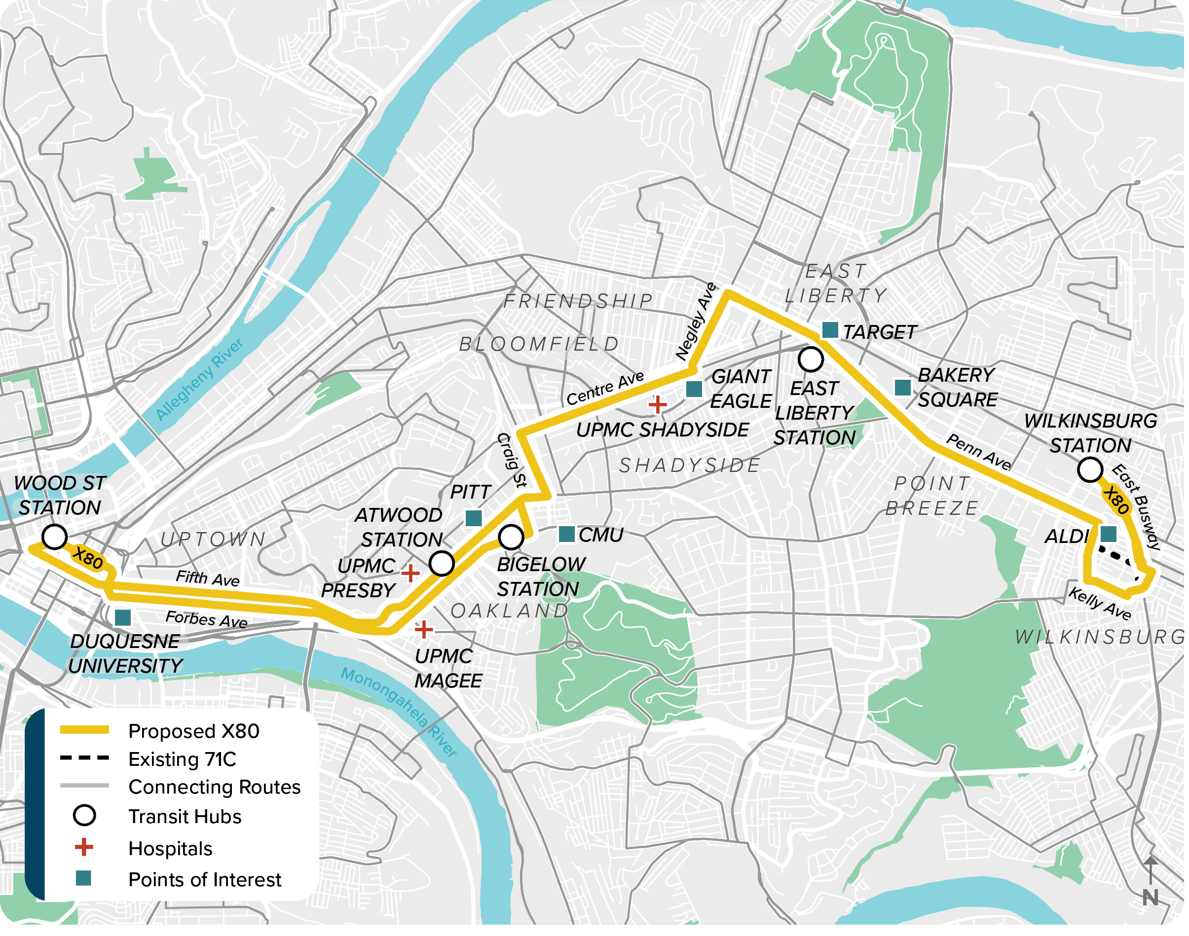 Proposed (X80): Map of proposed modified X80 route