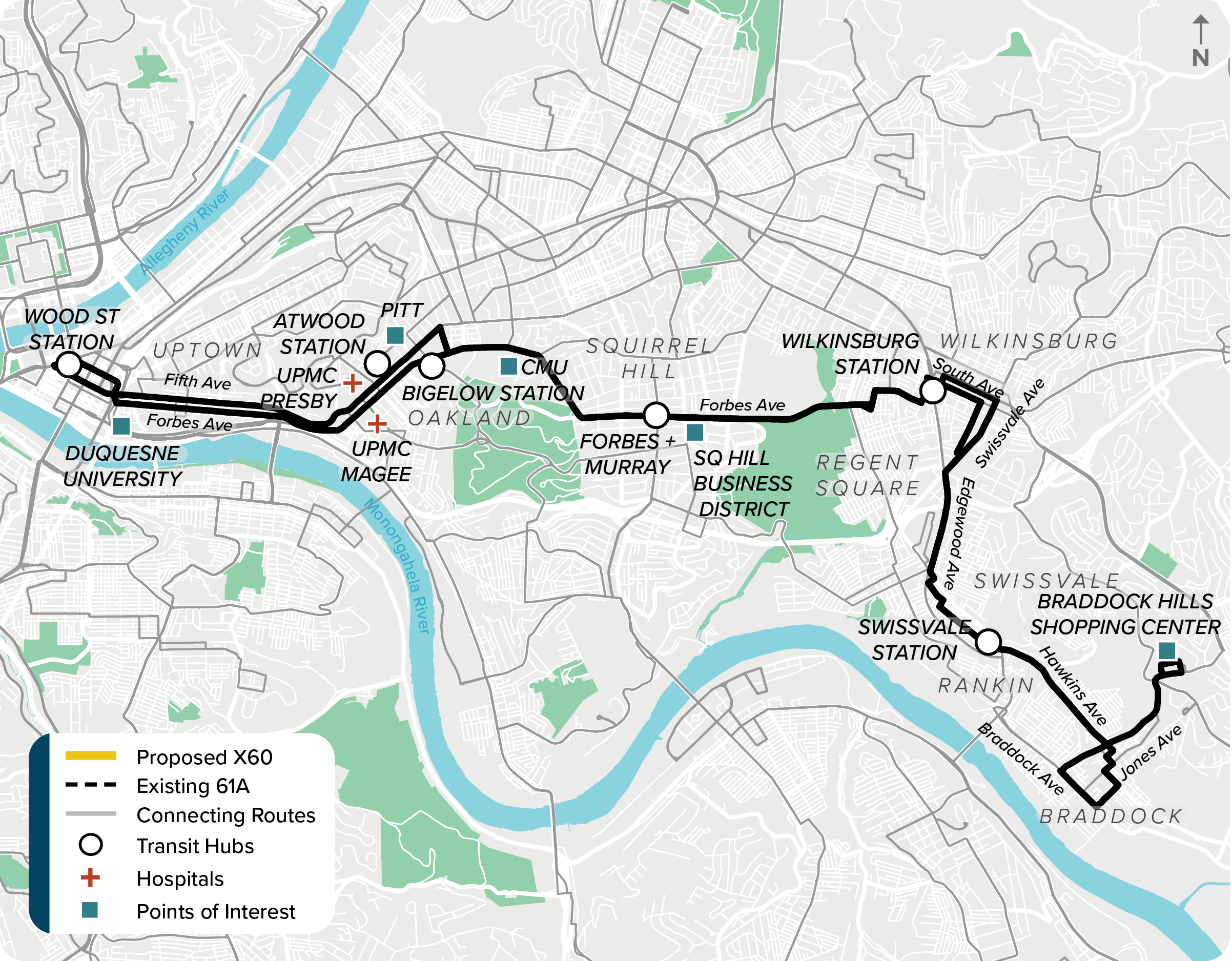 Existing (61A): Map of current route 61A