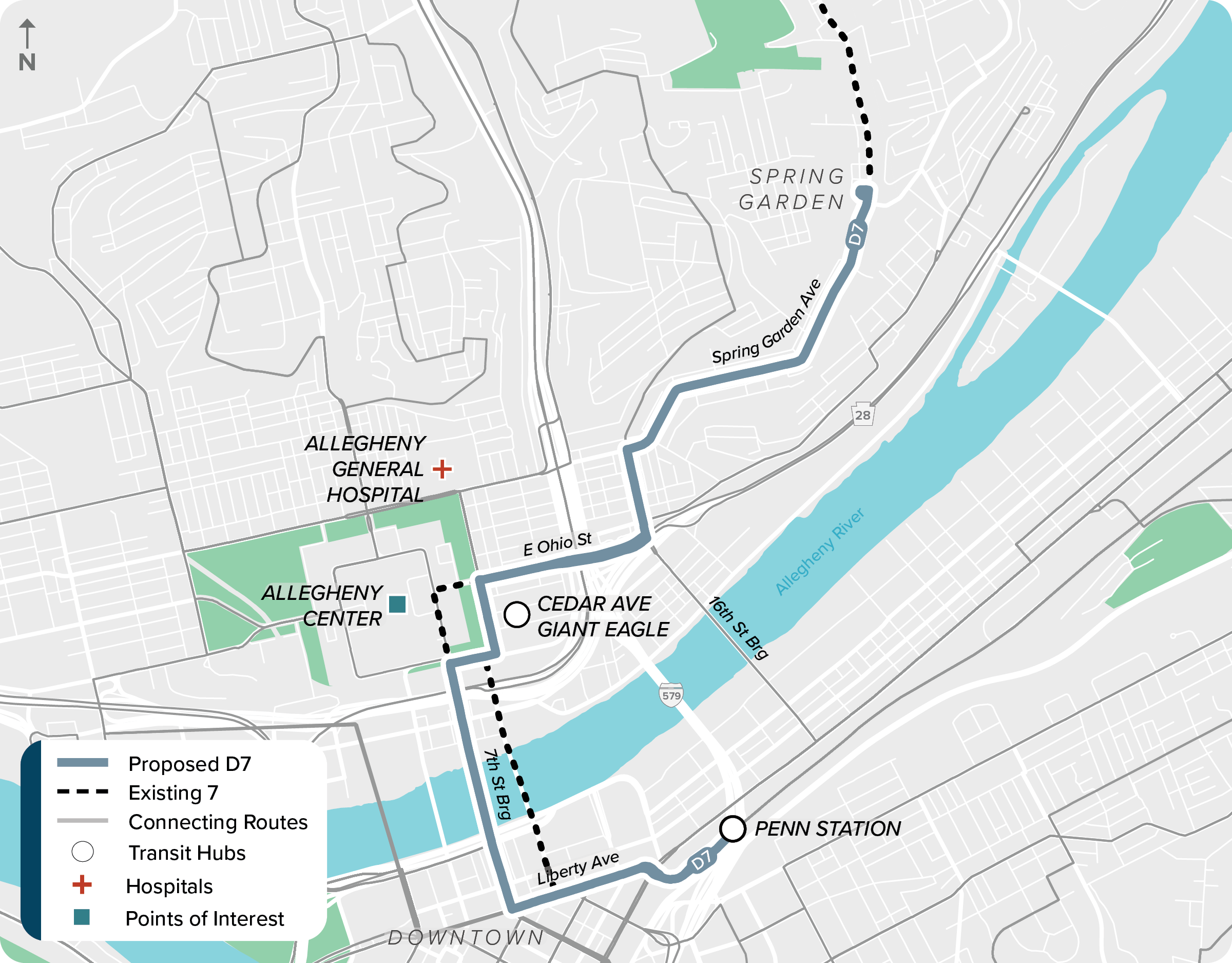 Proposed D7: Map of proposed modified D7 route