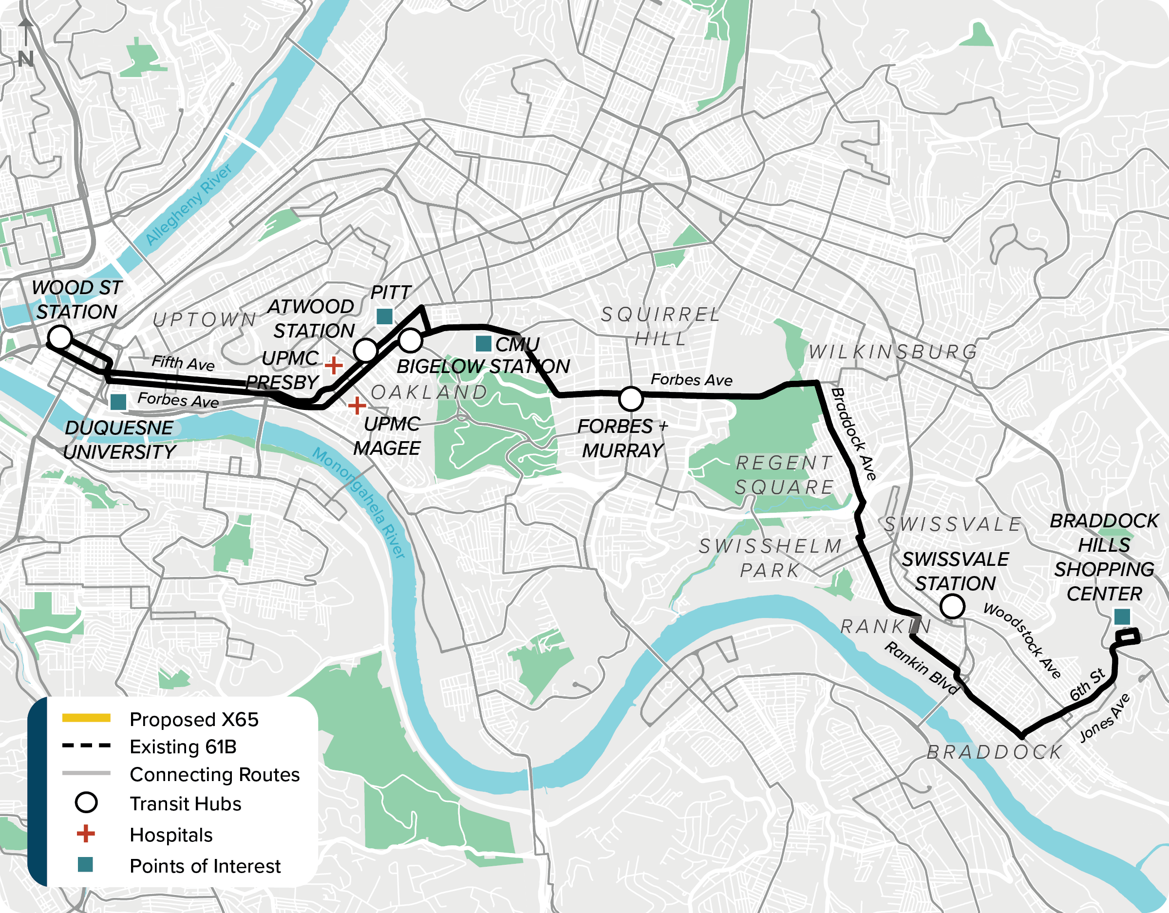 Existing (61B): Map of current route 61B