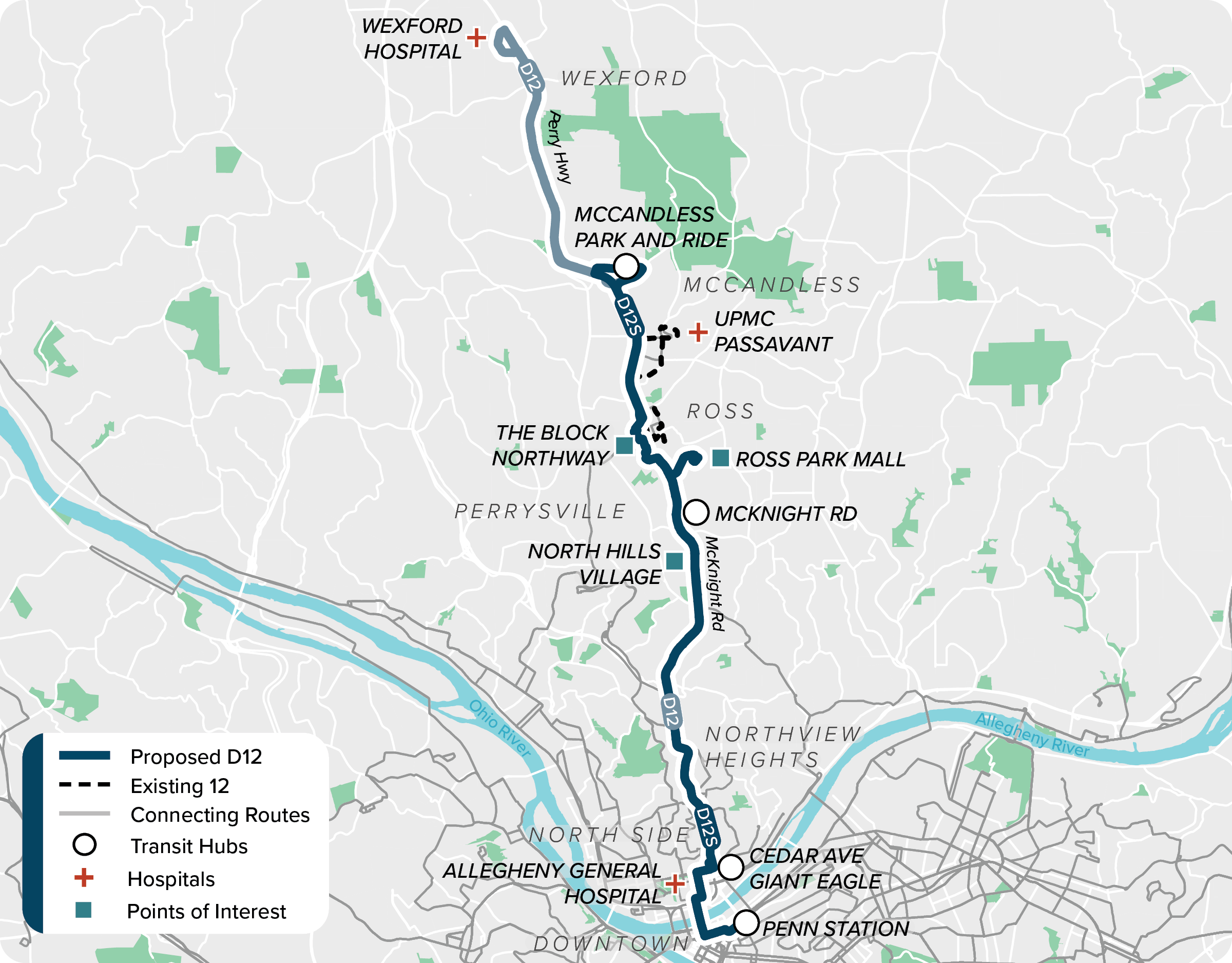 Proposed (D12): Map of proposed modified D12 route