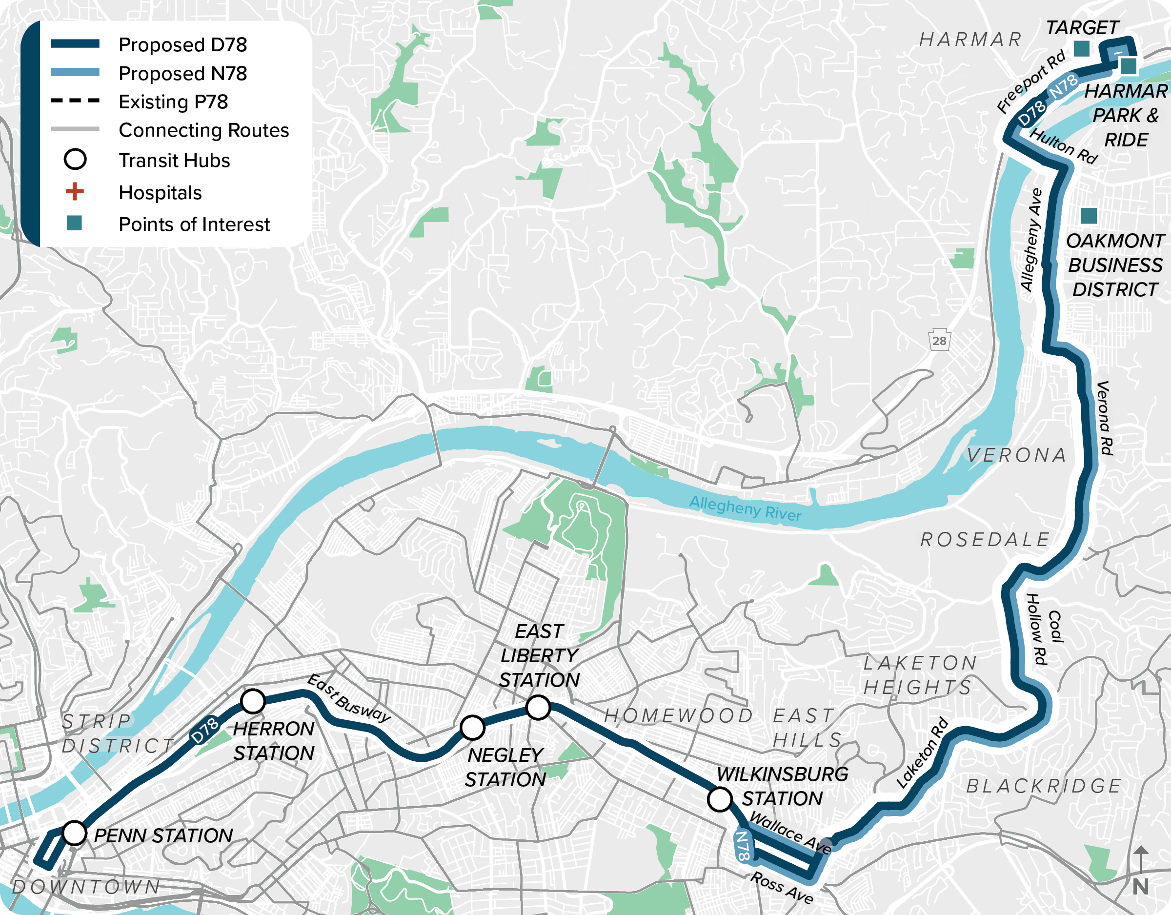 Proposed Route D78 Oakmont - Wilkinsburg