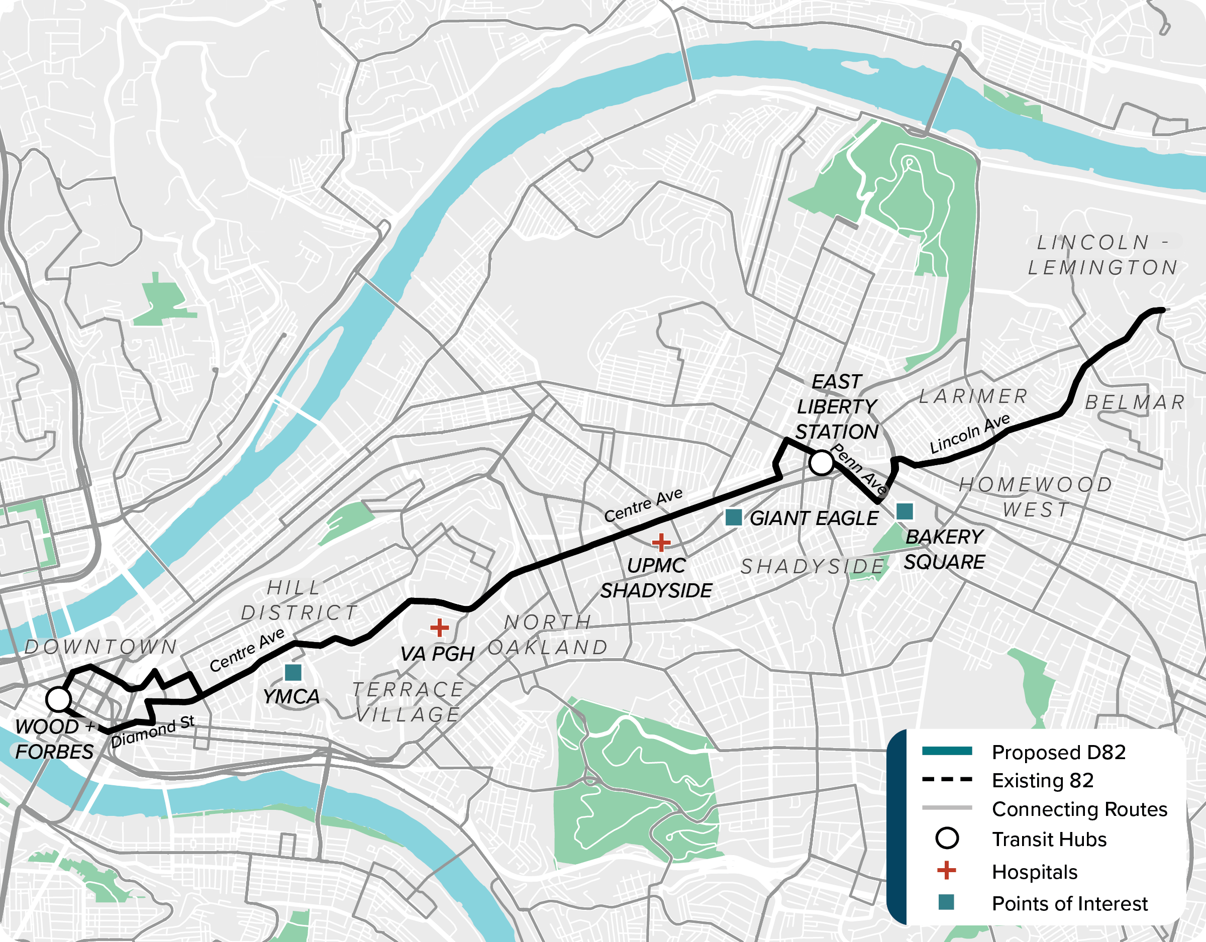 Existing (82): Map of current route 82
