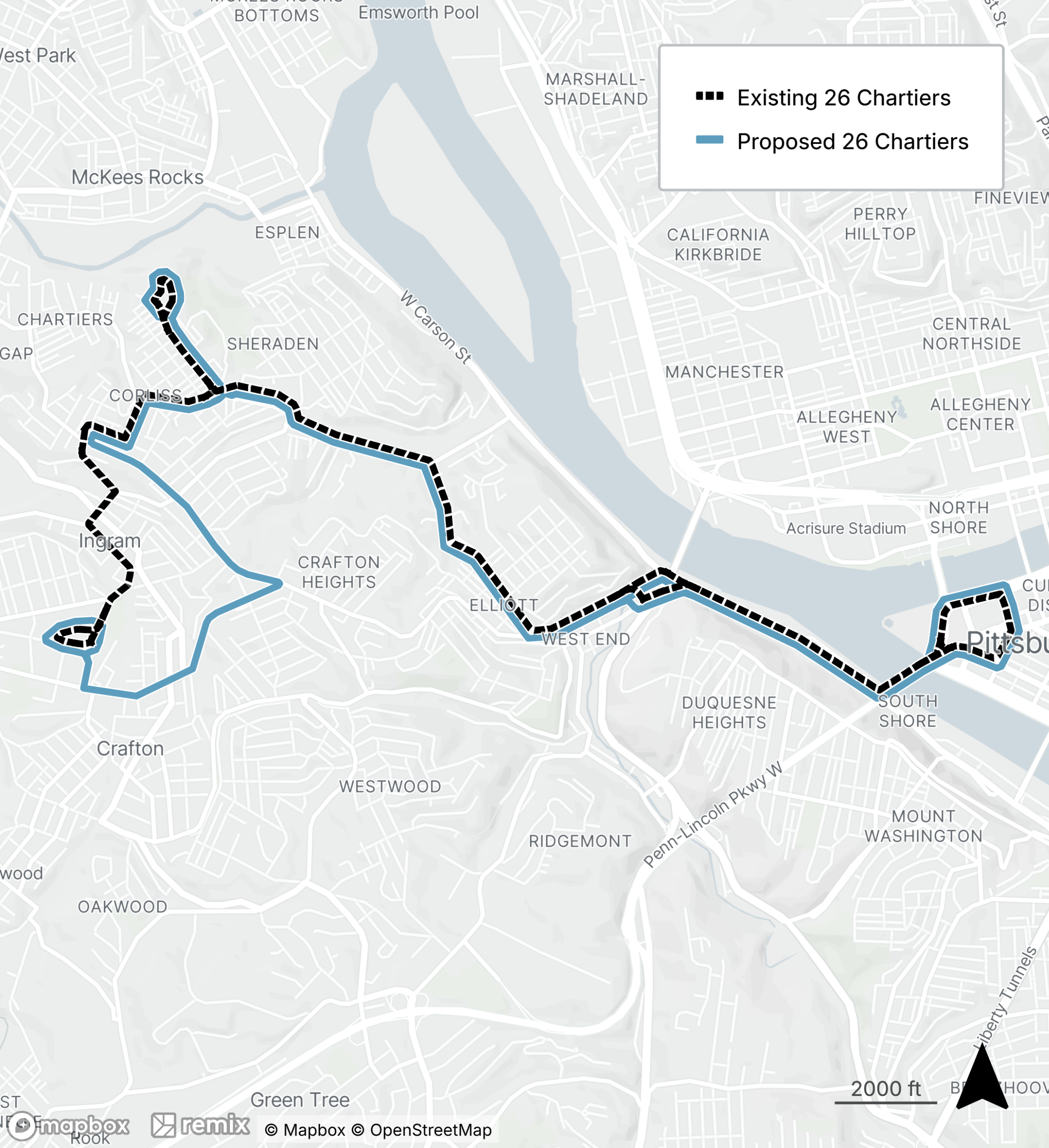 map of proposed bus line refresh route 26