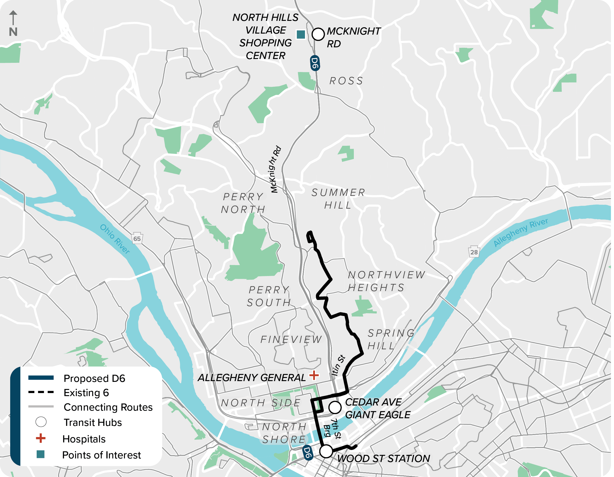 Existing (6): Map of current route 6