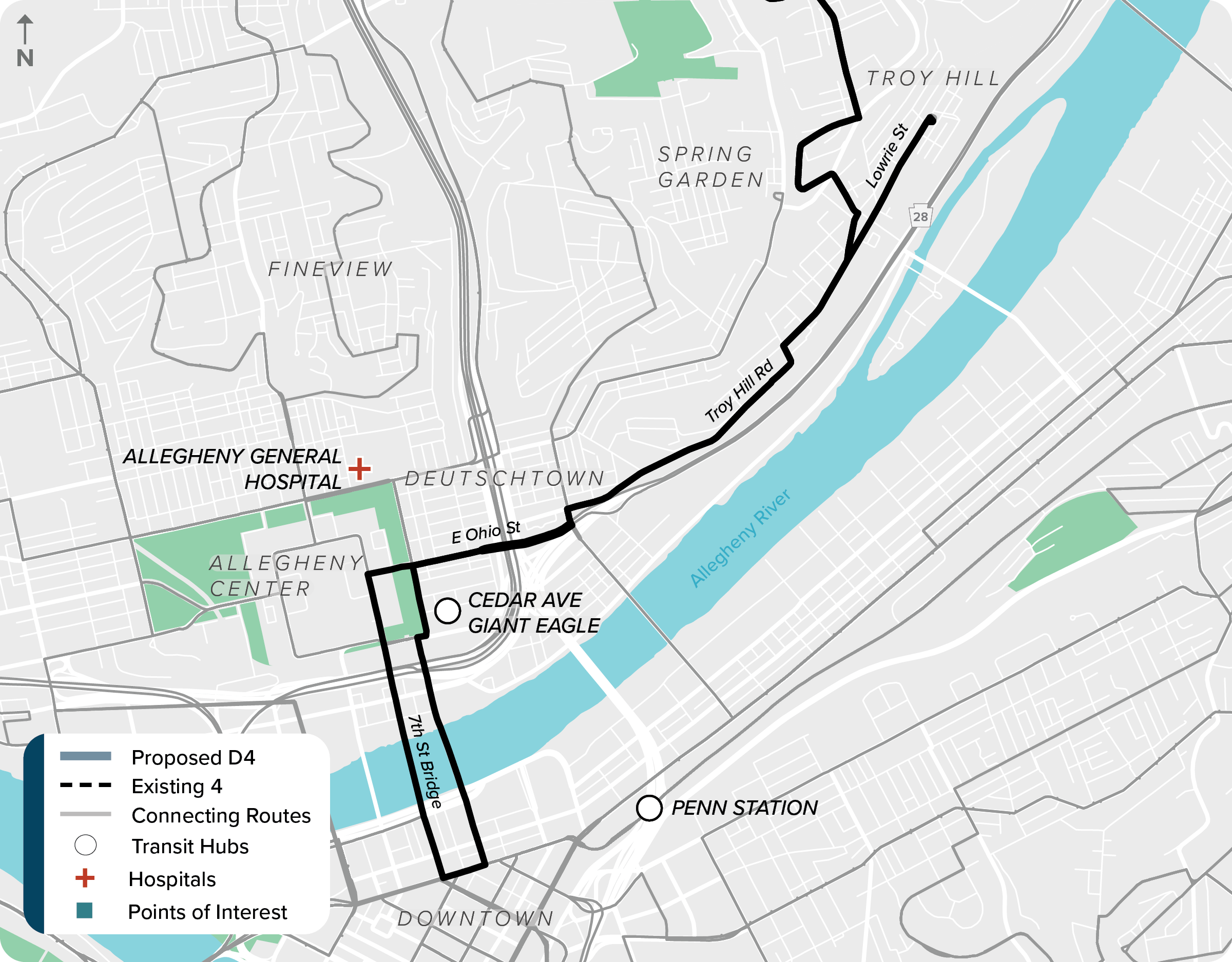 Existing (6): Map of current route 4