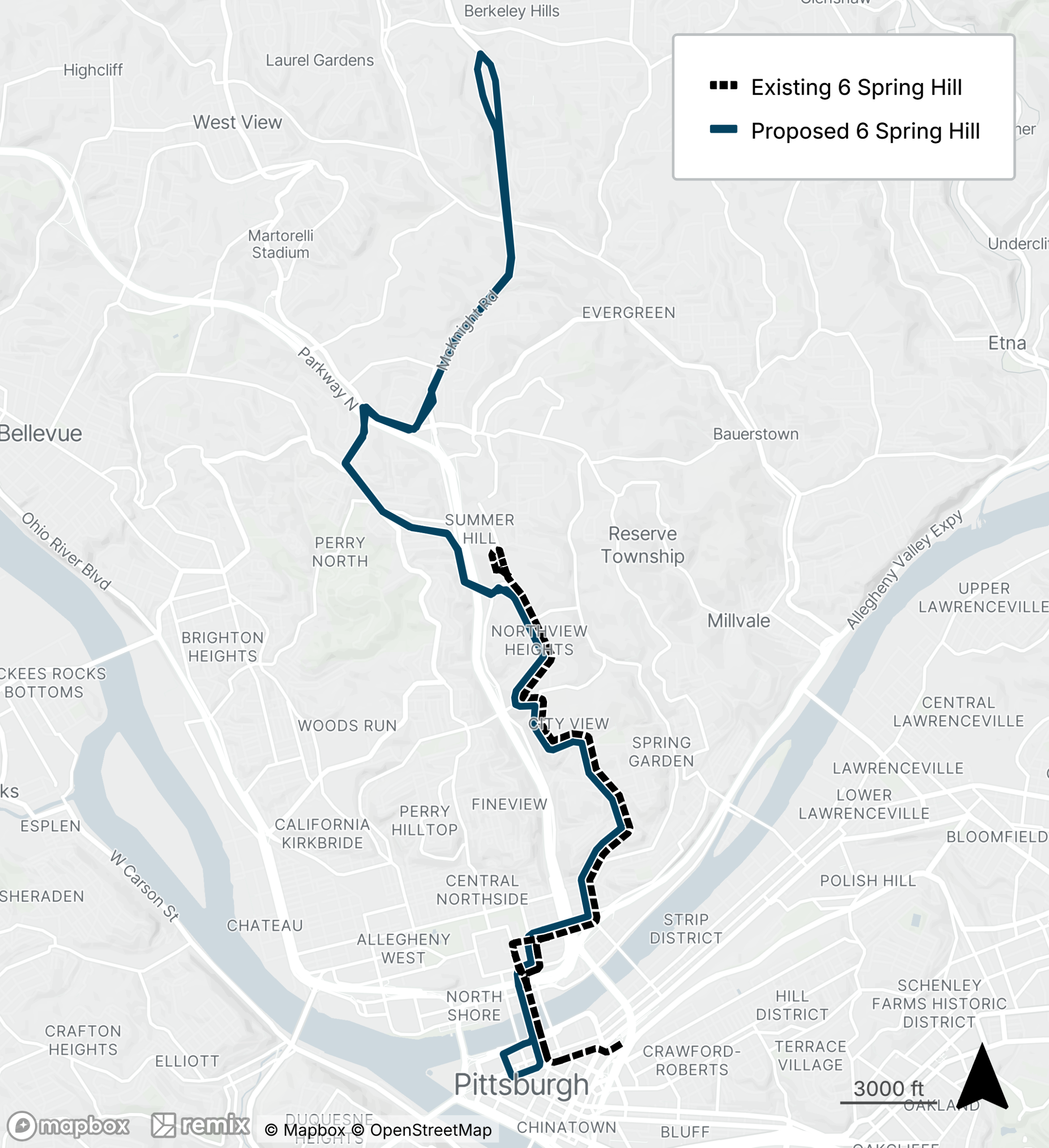 map of proposed bus line refresh route 6