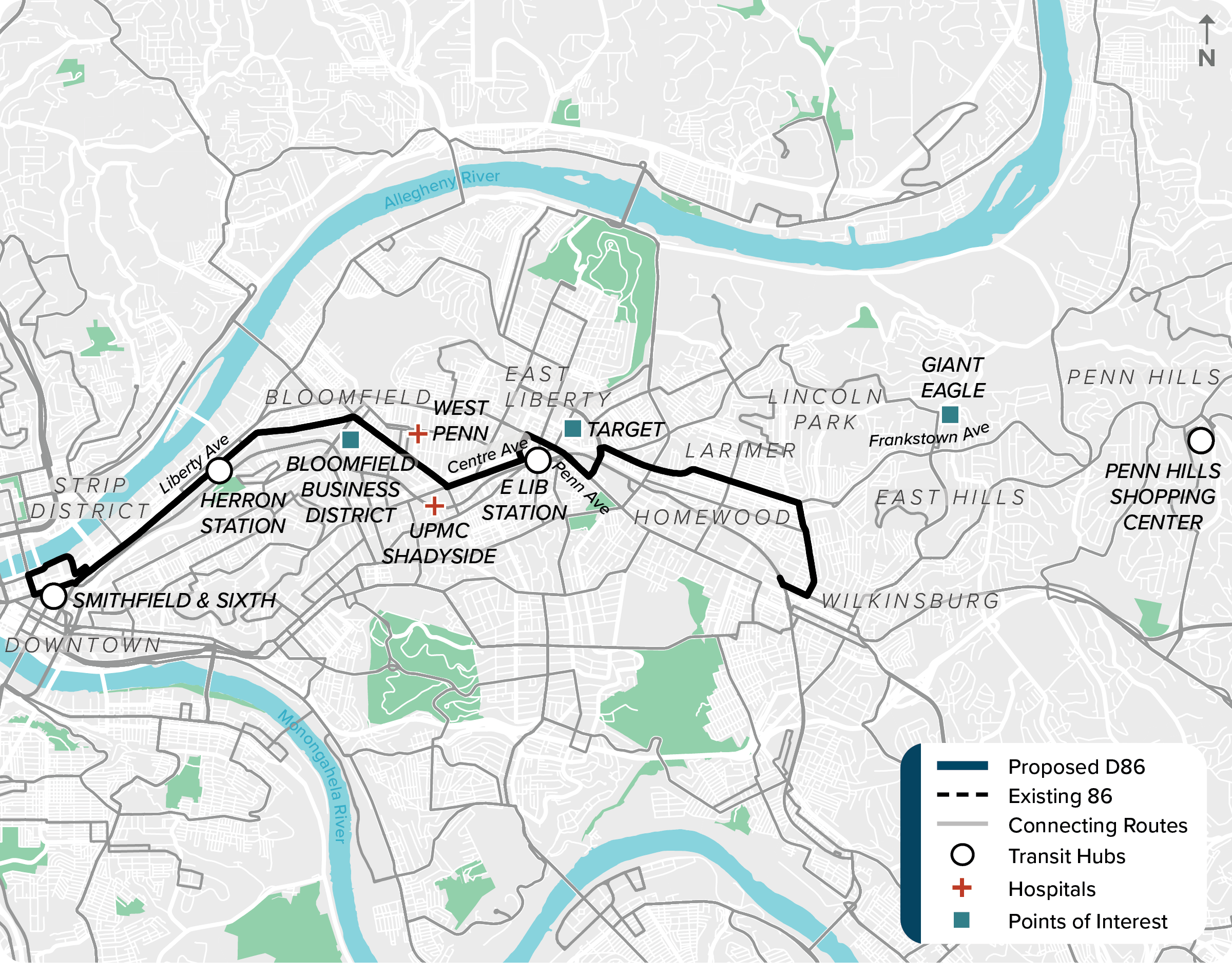 Existing (86): Map of current route 86