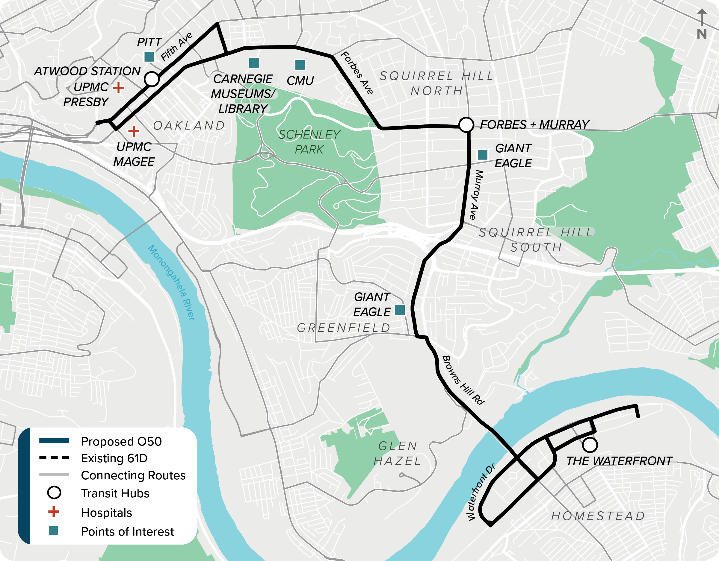 Existing (61D): Map of current route 61D