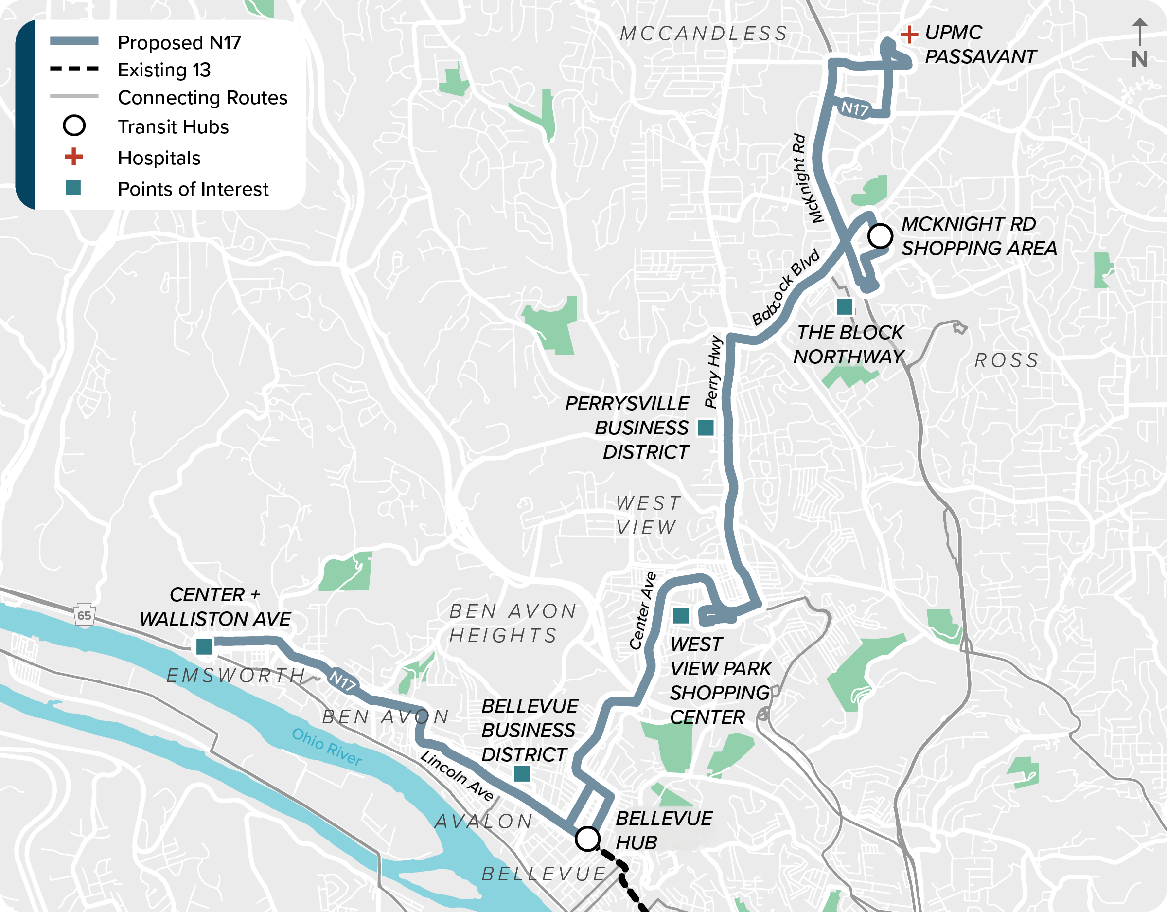 Proposed (N17): Map of proposed modified N17 route