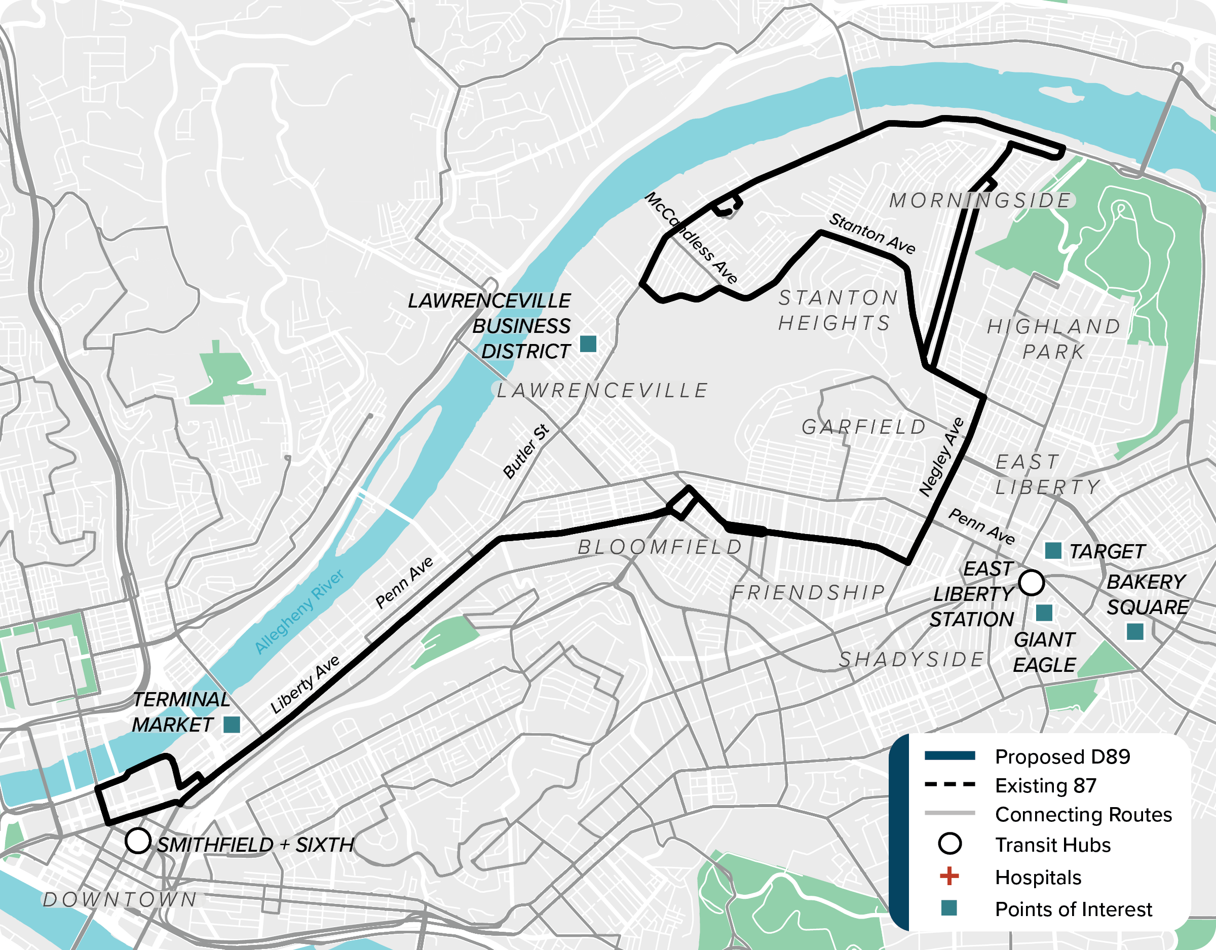 Existing (89): Map of current route 89