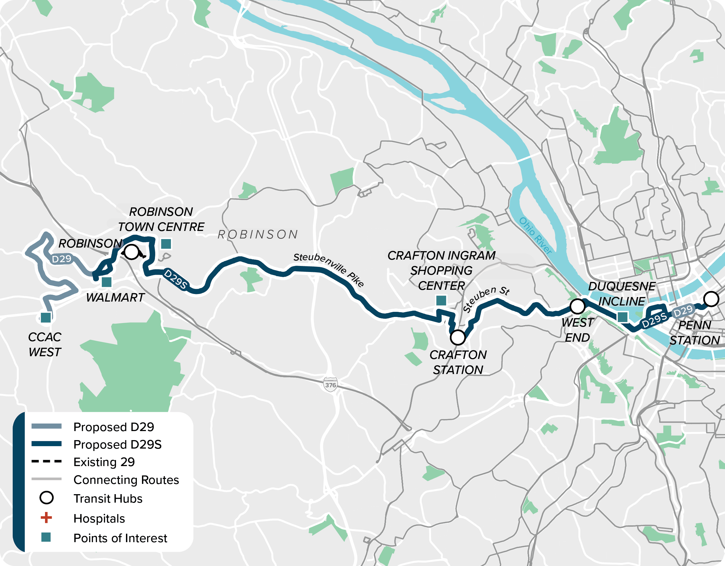 Proposed (D29): Map of proposed modified D29 route