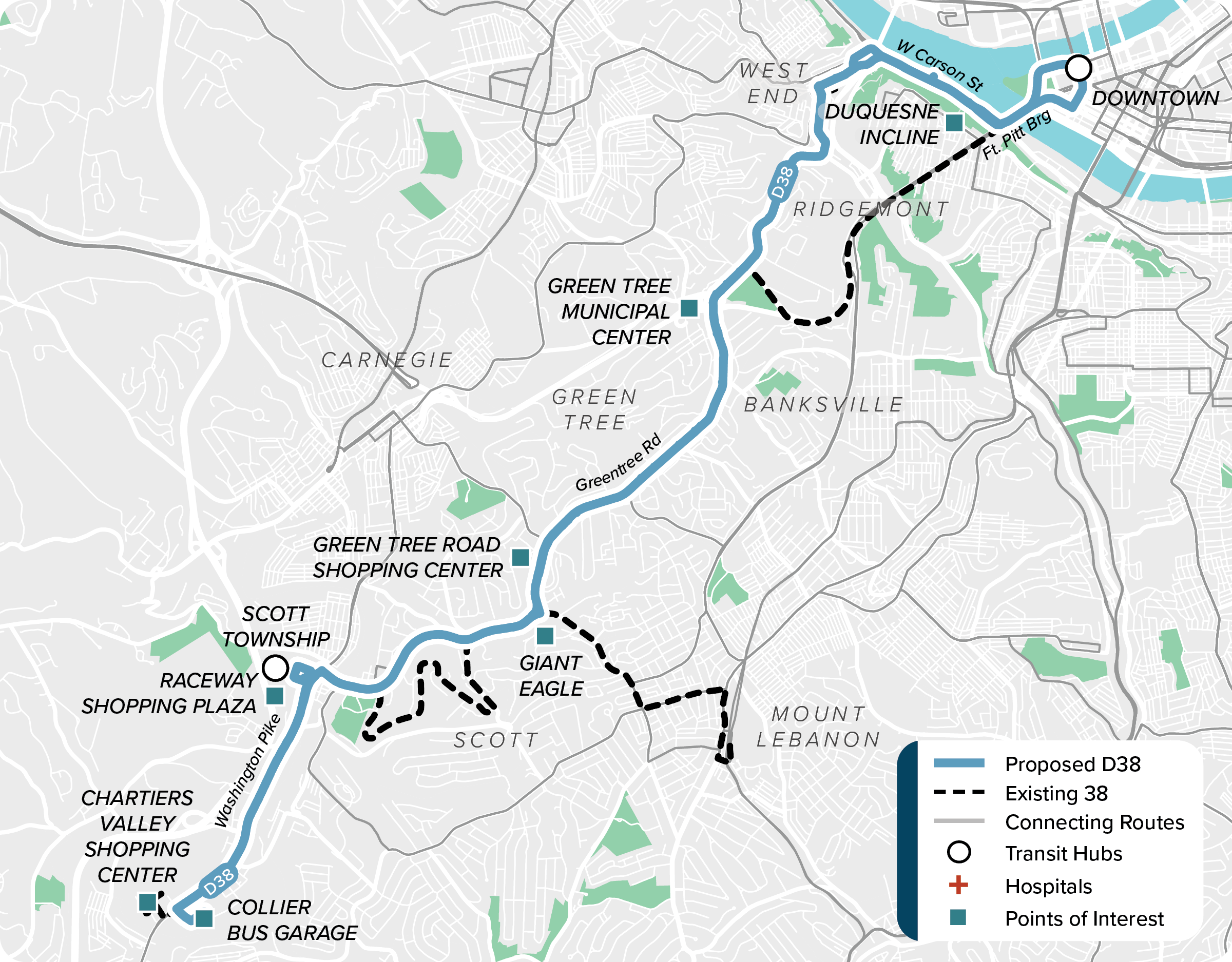 Proposed (D38): Map of proposed modified D38 route