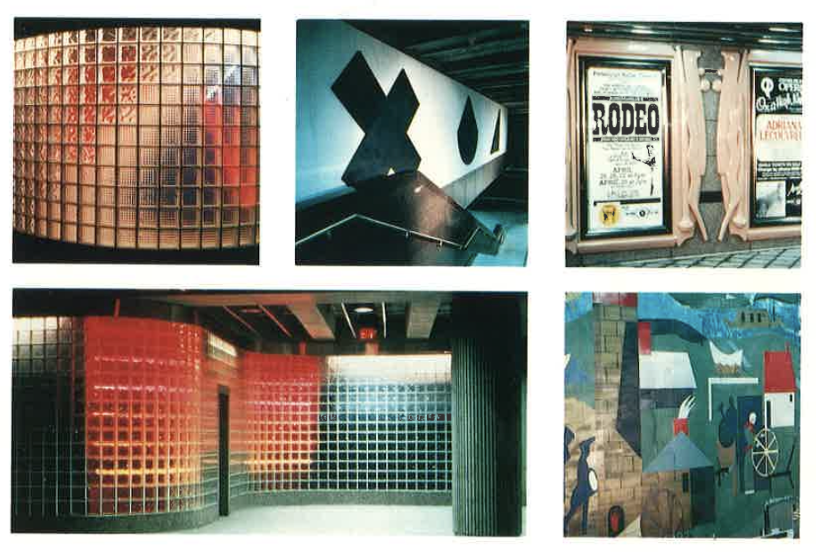 Detail images of the first five light rail transit art works installed in 1984
