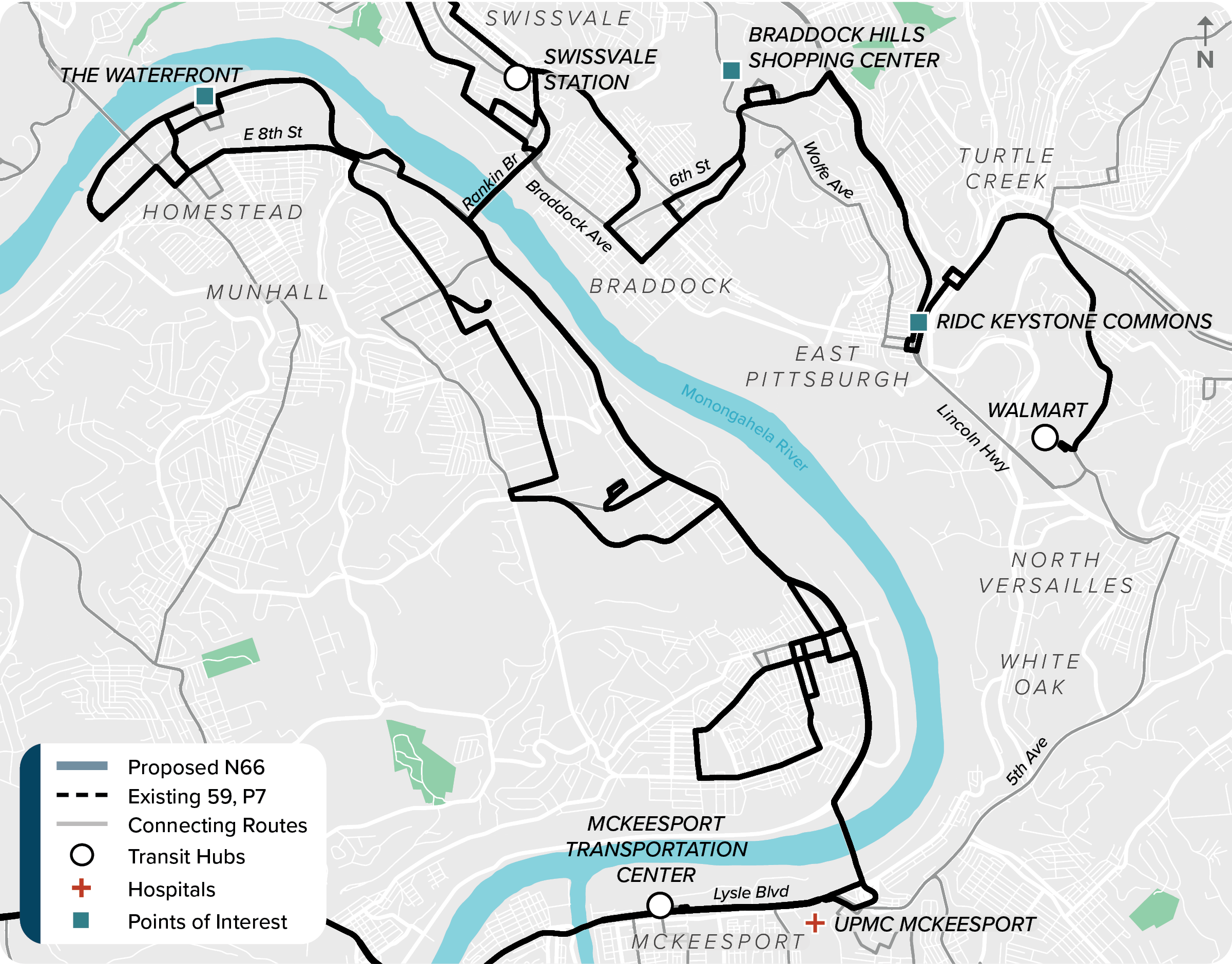 Existing (59, P7): Map of current route 59, P7