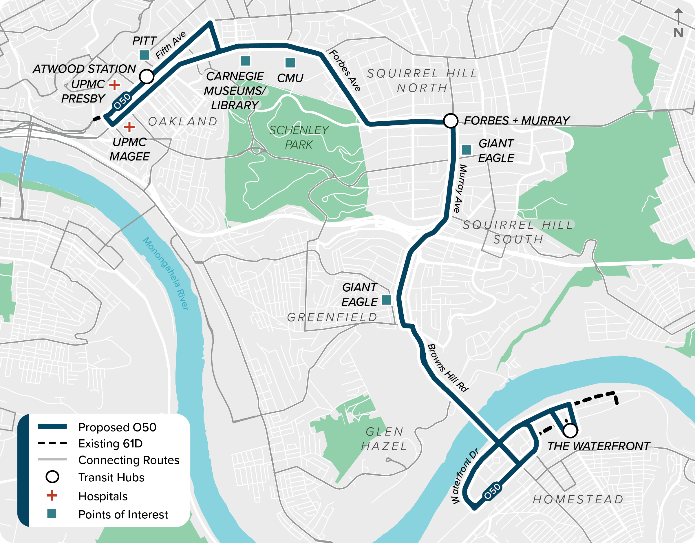Proposed (O50): Map of proposed modified O50 route