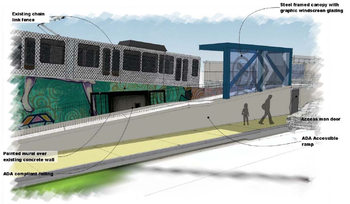 A schematic depicting the accessible ramp.