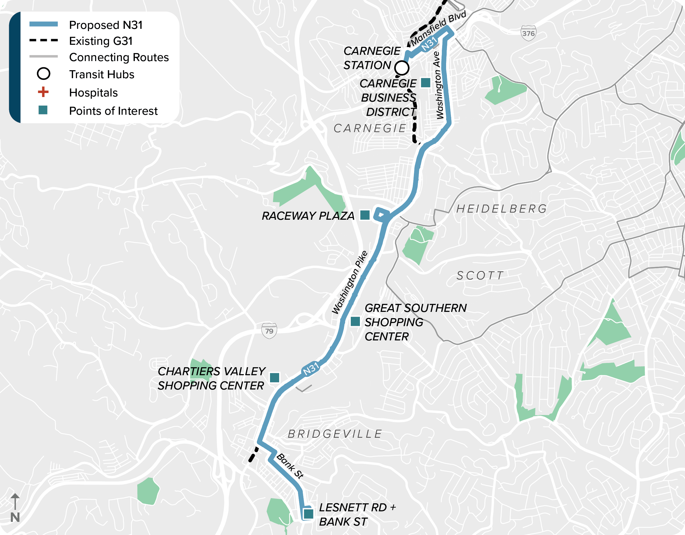 Proposed (N31): Map of proposed modified N31 route